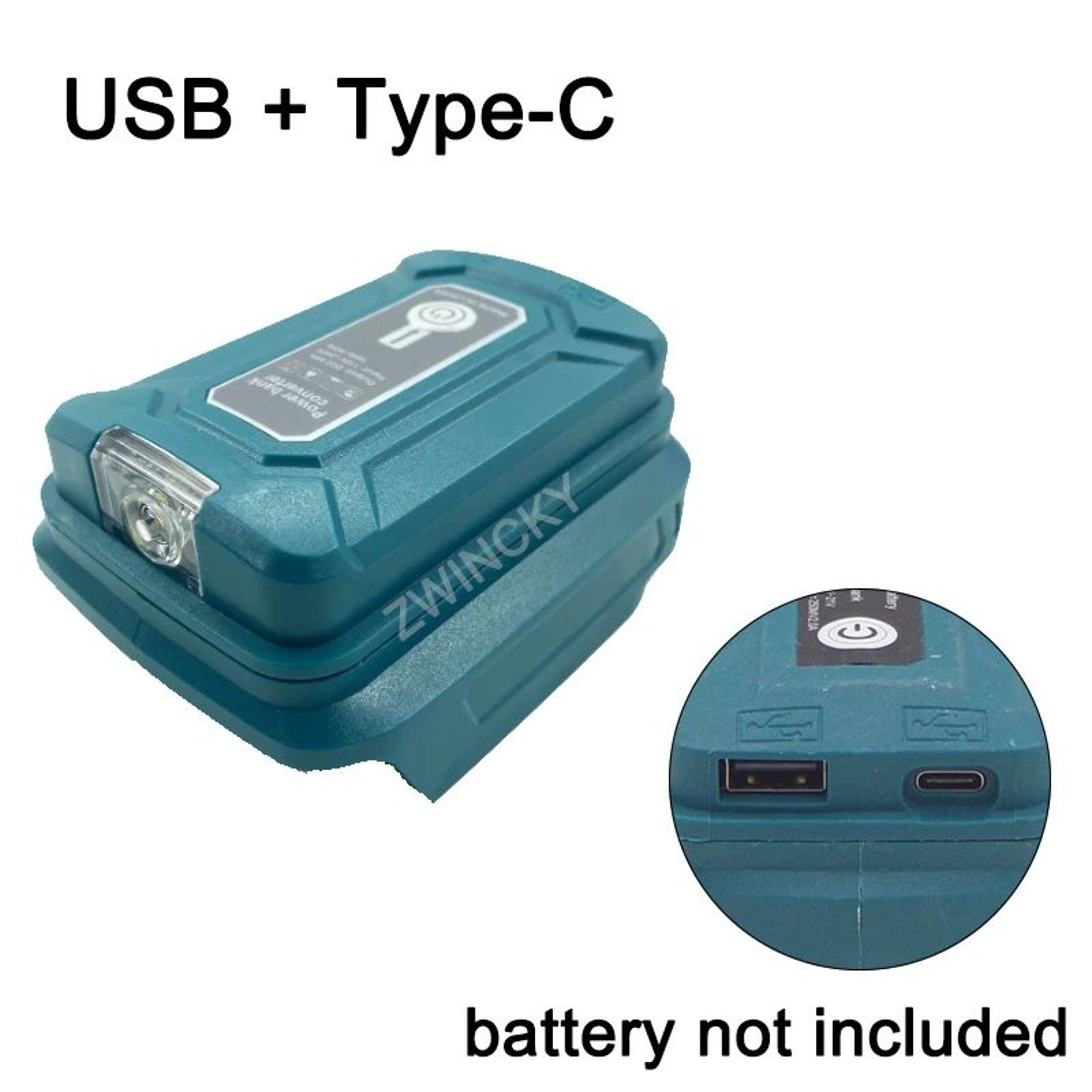 18V Battery Adapter With LED Flashlight Dual USB And Type C Charging Ports 7