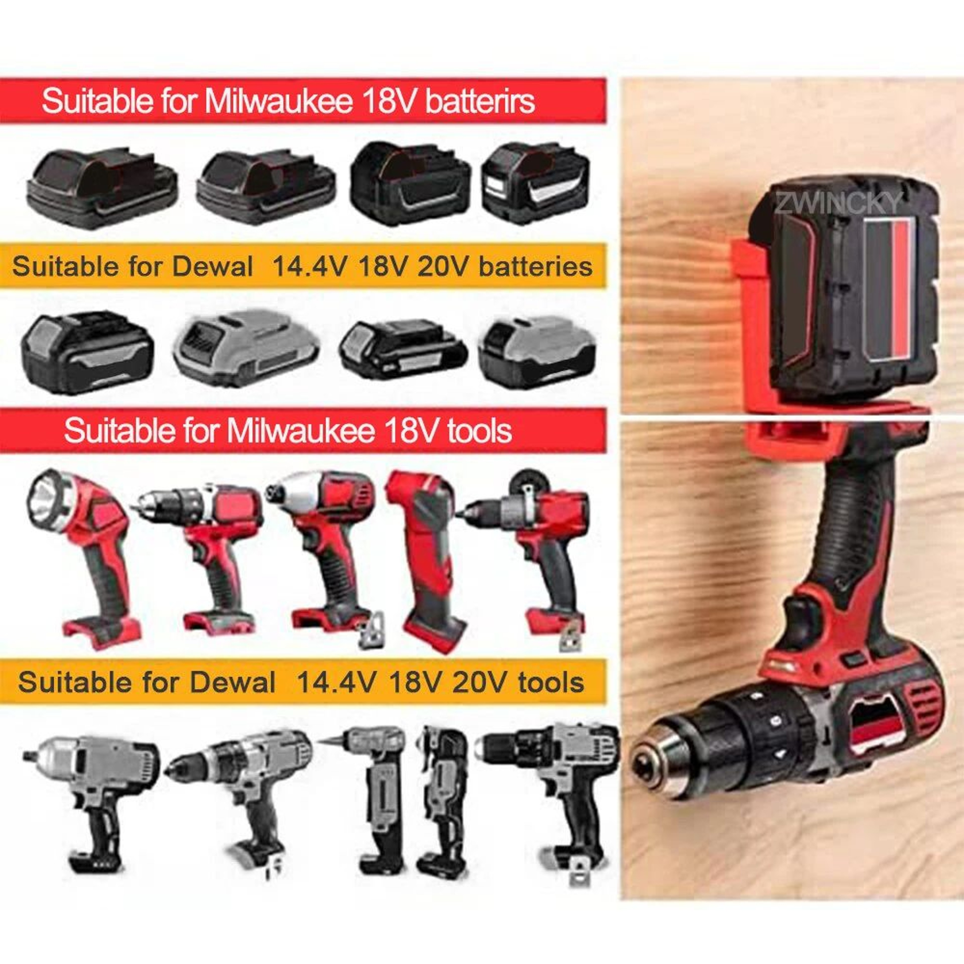 Wall Mount Battery Holder And Power Tool Storage Dock For 18V 20V Cordless Tools 2