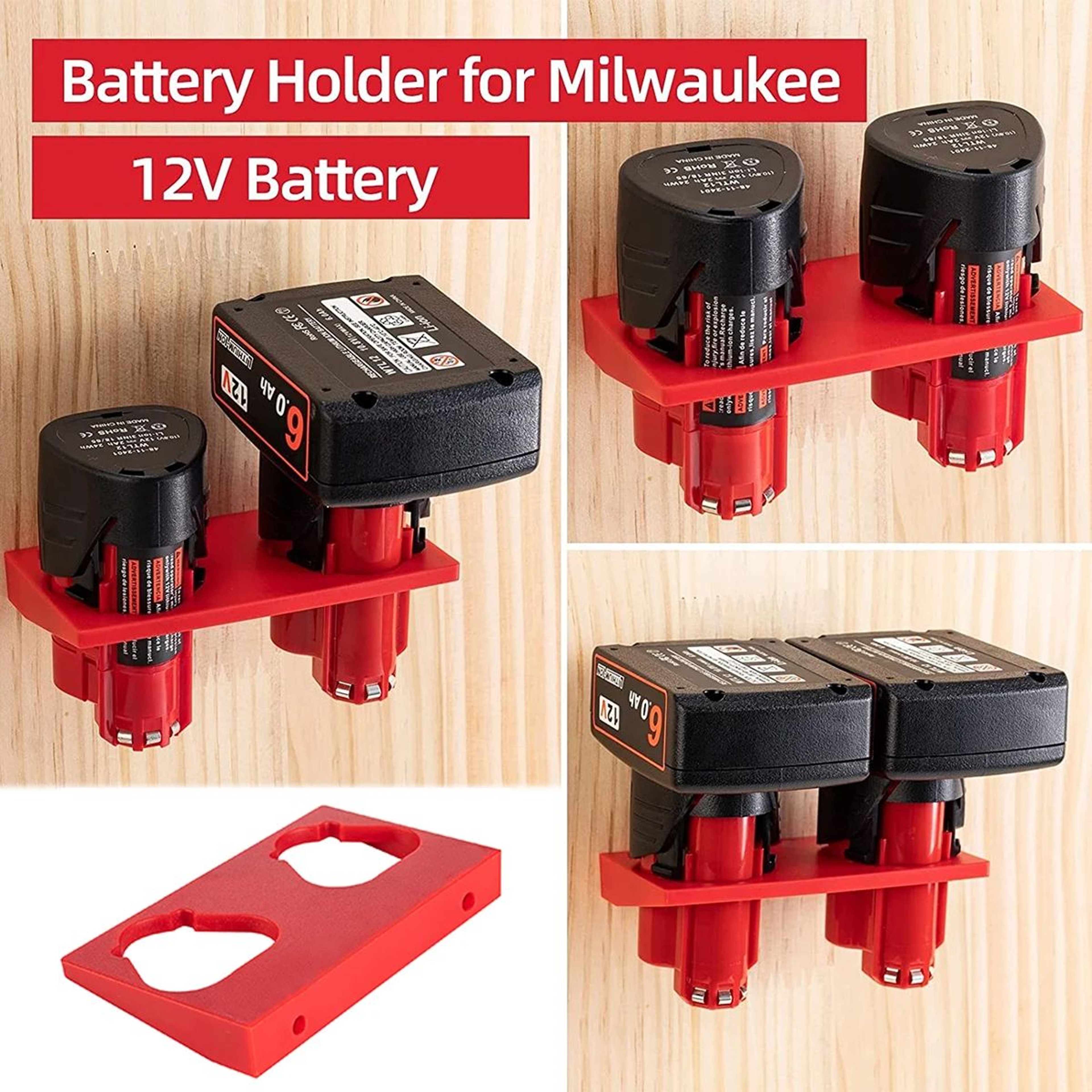 12V Battery Wall Mount Holder Dock For Organized Power Tool Storage 0