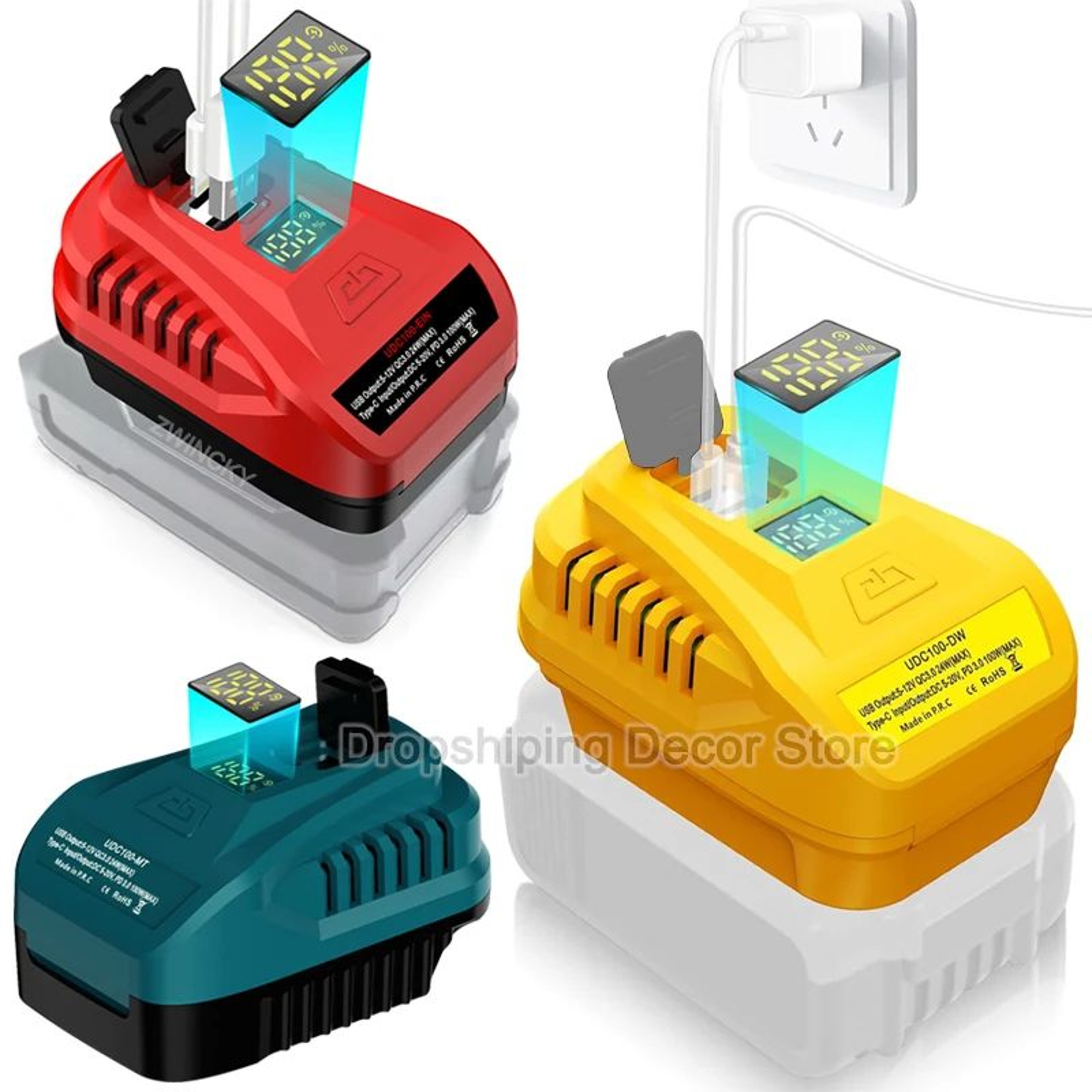 100W Bidirectional USBC Battery Charging Adapter For Power Tools 0