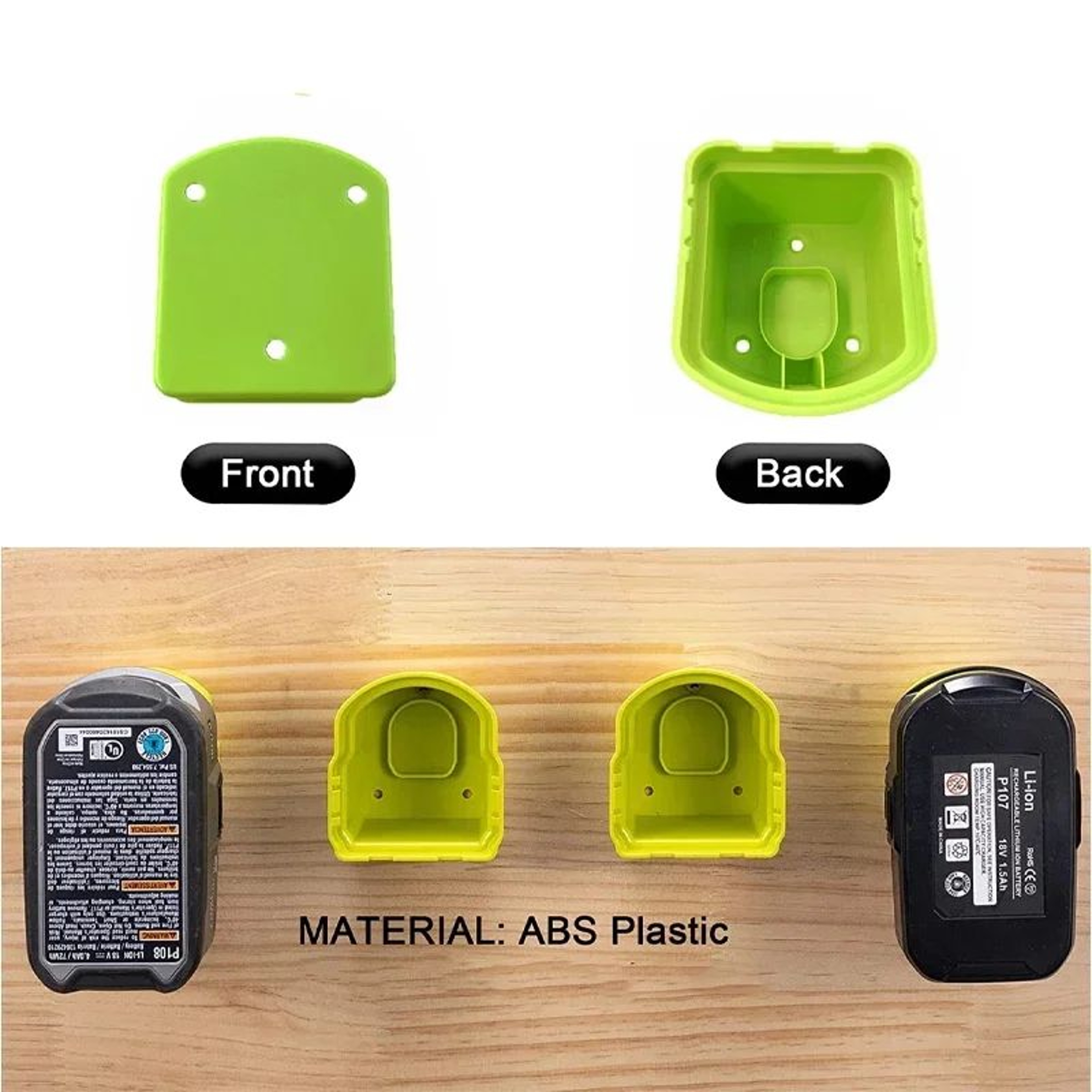 2PCS 18V Battery Wall Mount Holders For Organized Power Tool Storage 1