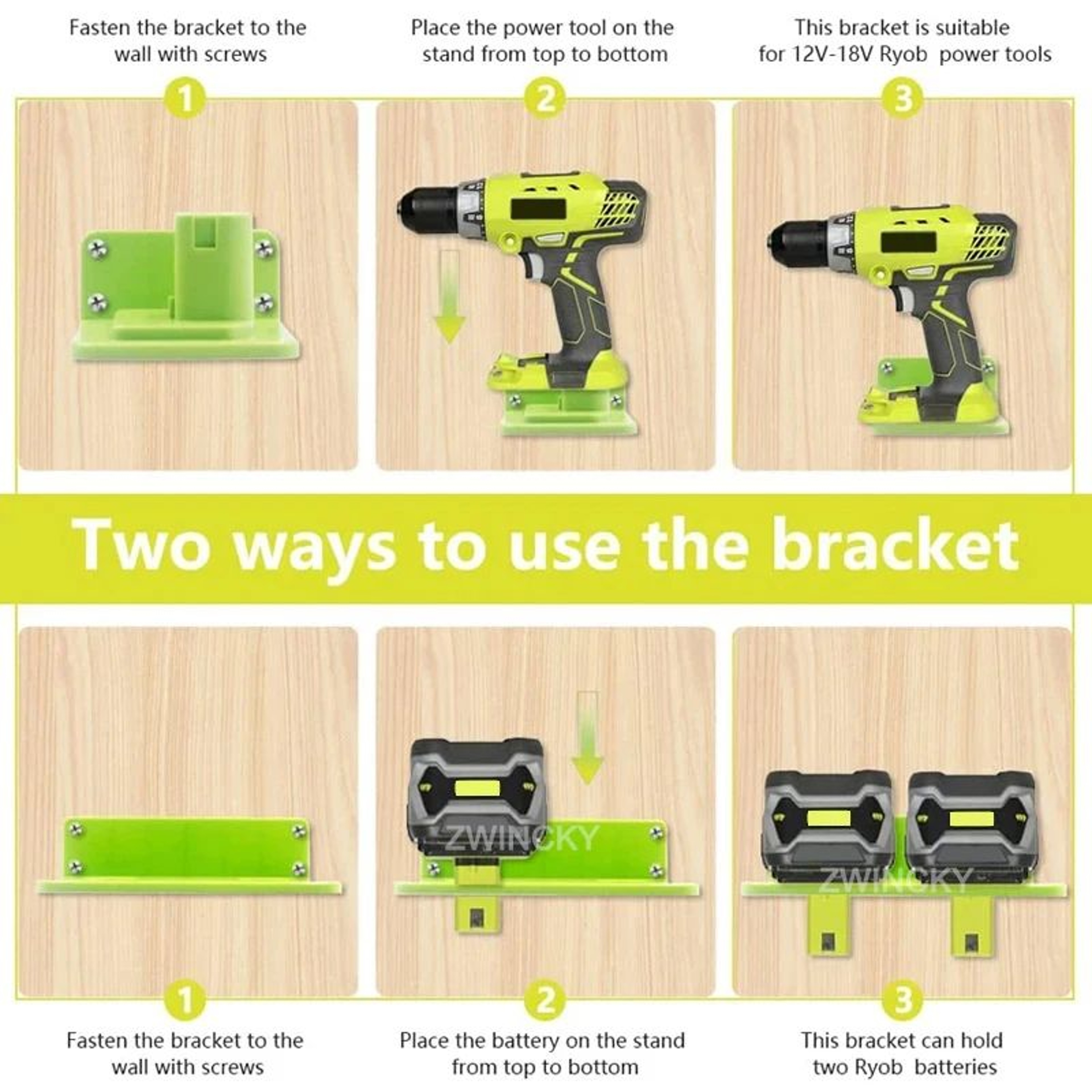 2PCS 18V Battery Wall Mount Holders For Organized Power Tool Storage 3