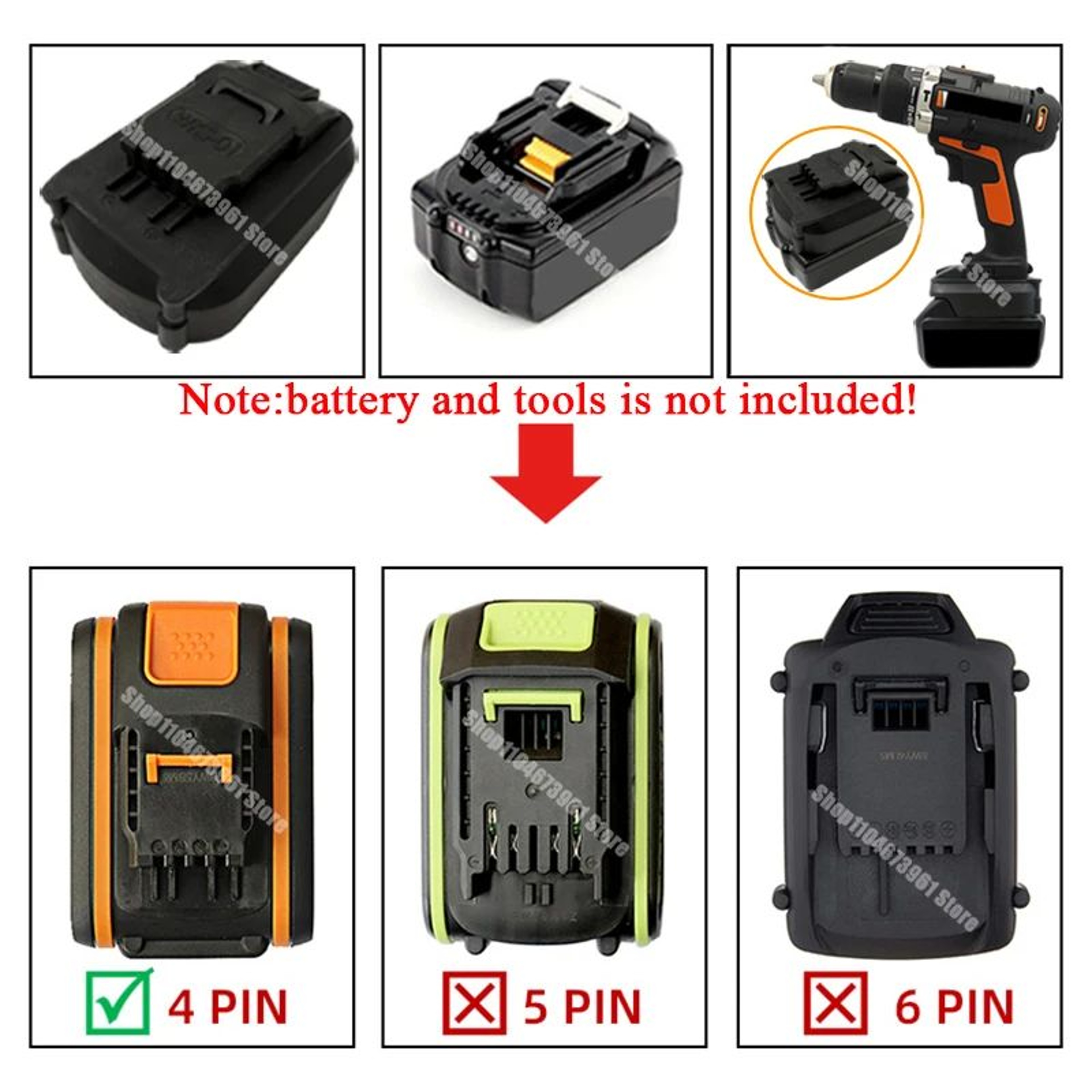 18V Lithium Battery Adapter Converter For 4 Pin And 5 Pin Cordless Power Tools 4