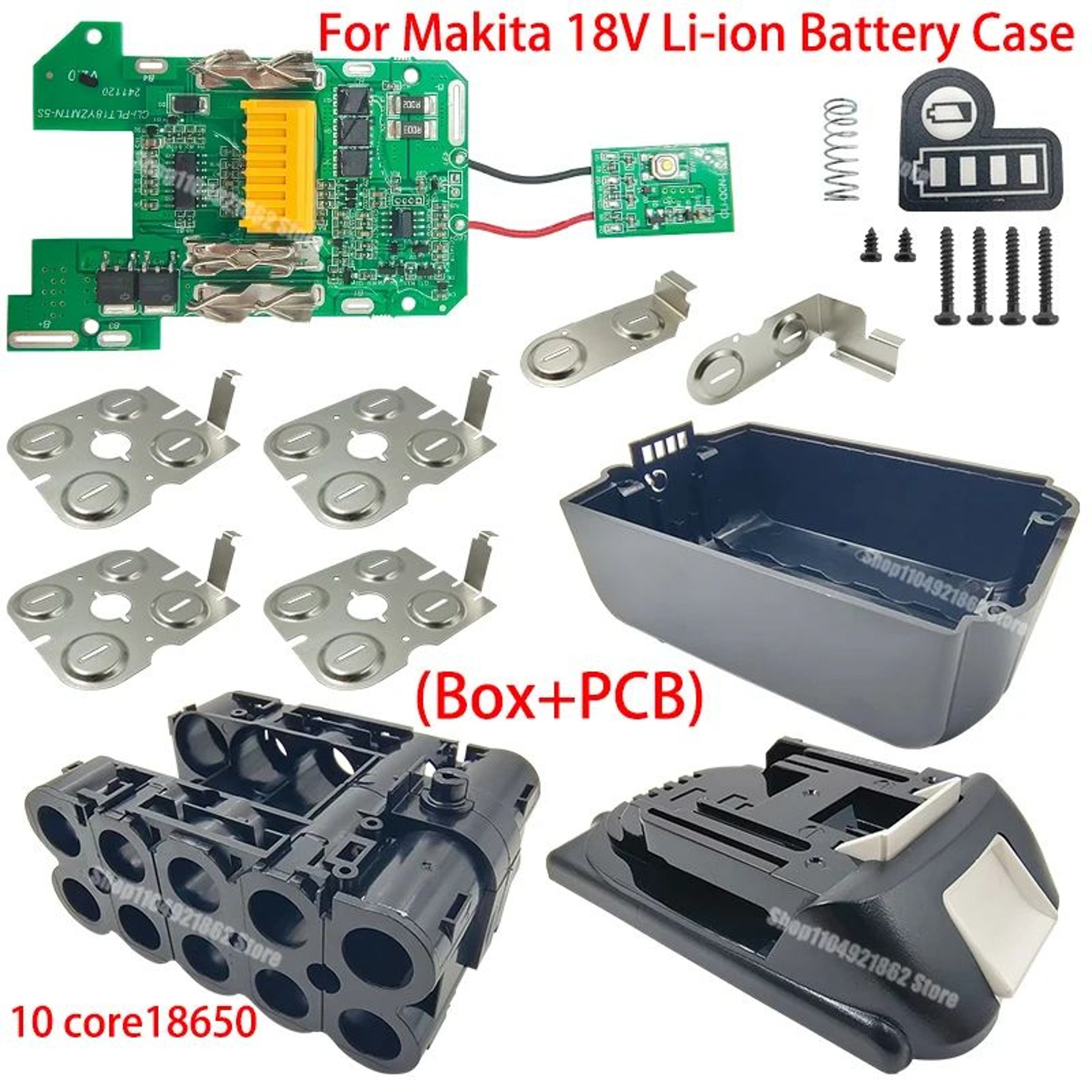 18V 10Cell 18650 Lithium Battery Replacement Case With PCB Protection Board 0