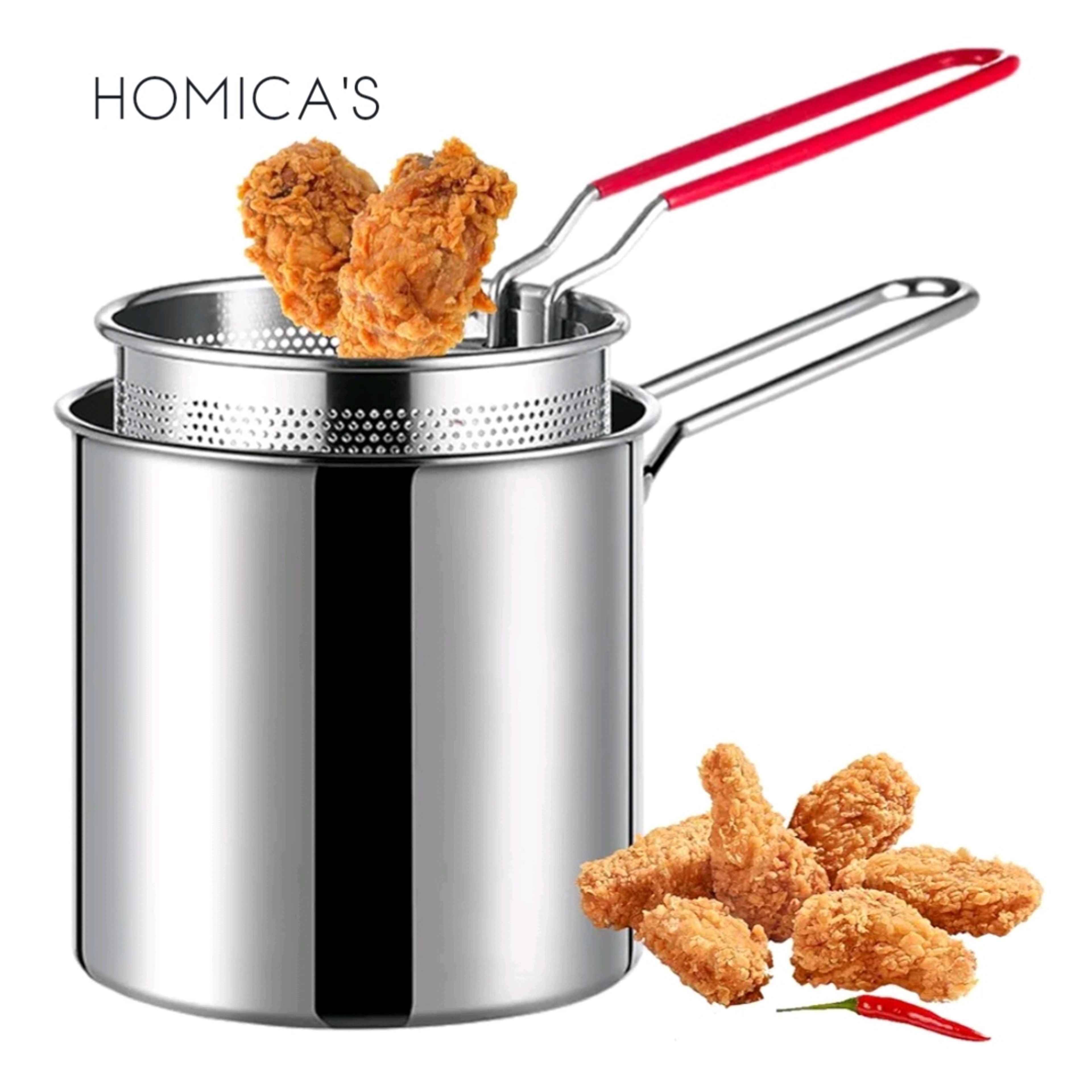 Premium Stainless Steel Deep Frying Pot With Strainer 0