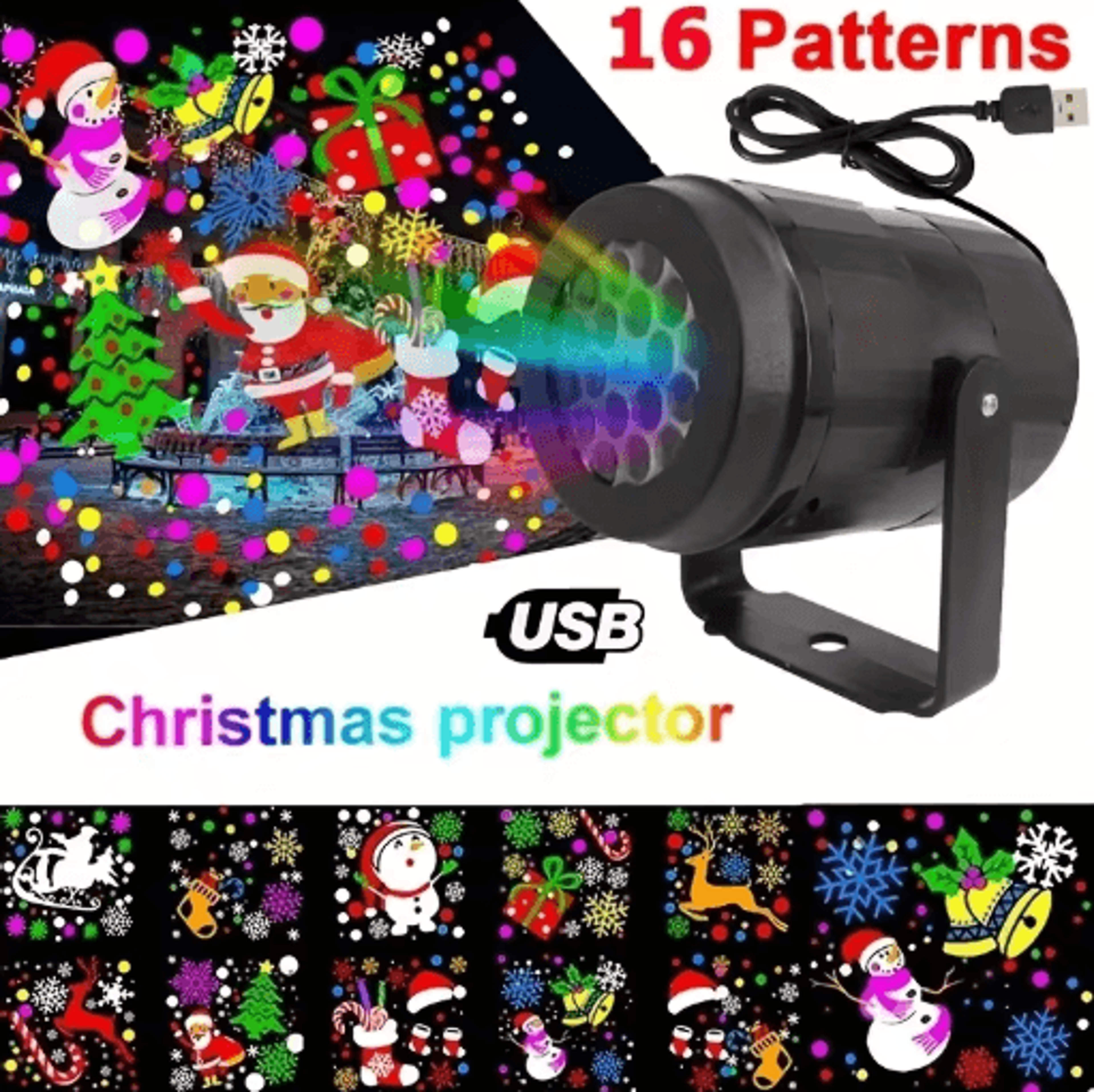 Snowflake Christmas Laser Projector Light 16 Pattern Waterproof LED 0