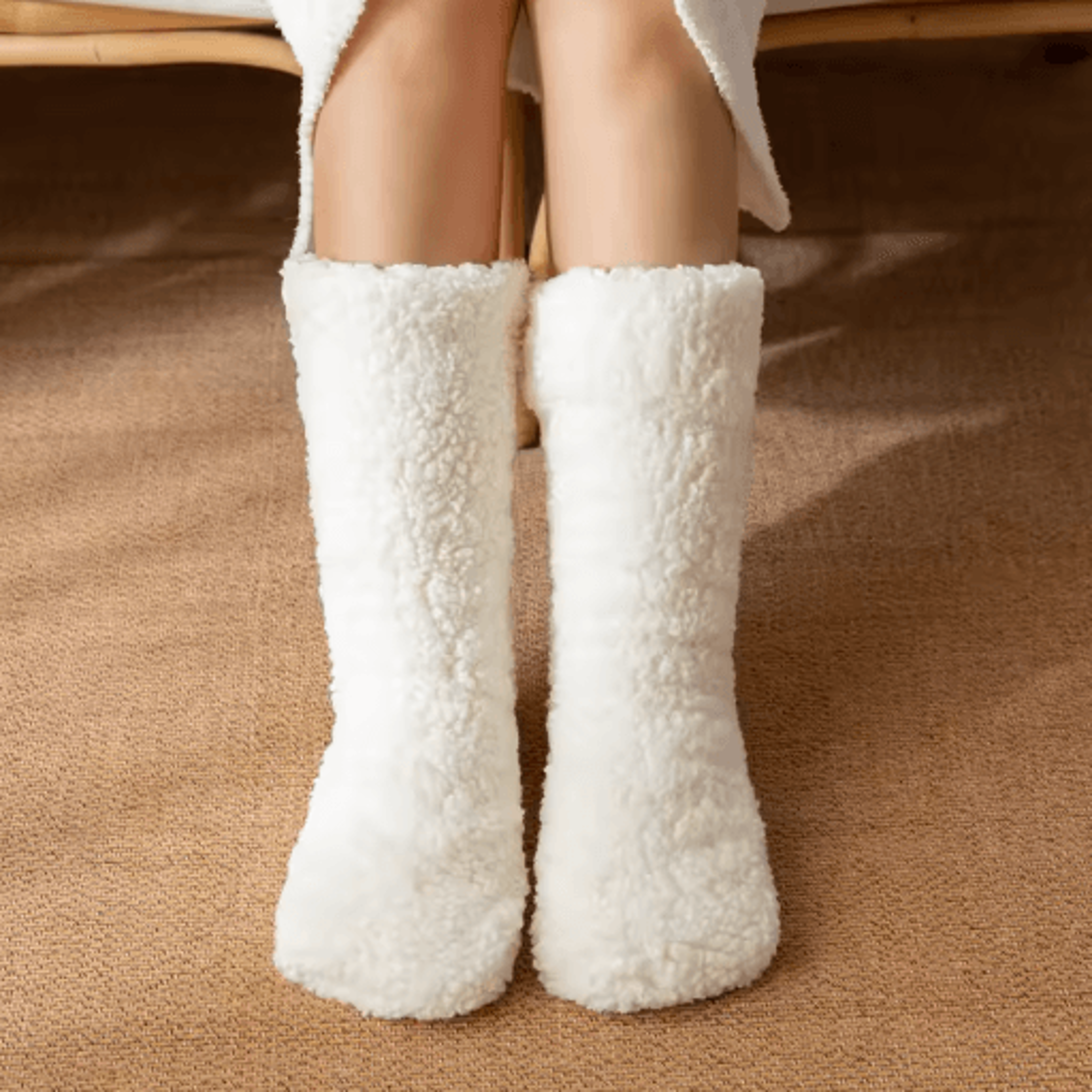 Womens Thickened Thermal Slipper Socks Winter Warm Plus Velvet Anti Slip Home Sleep Socks 0