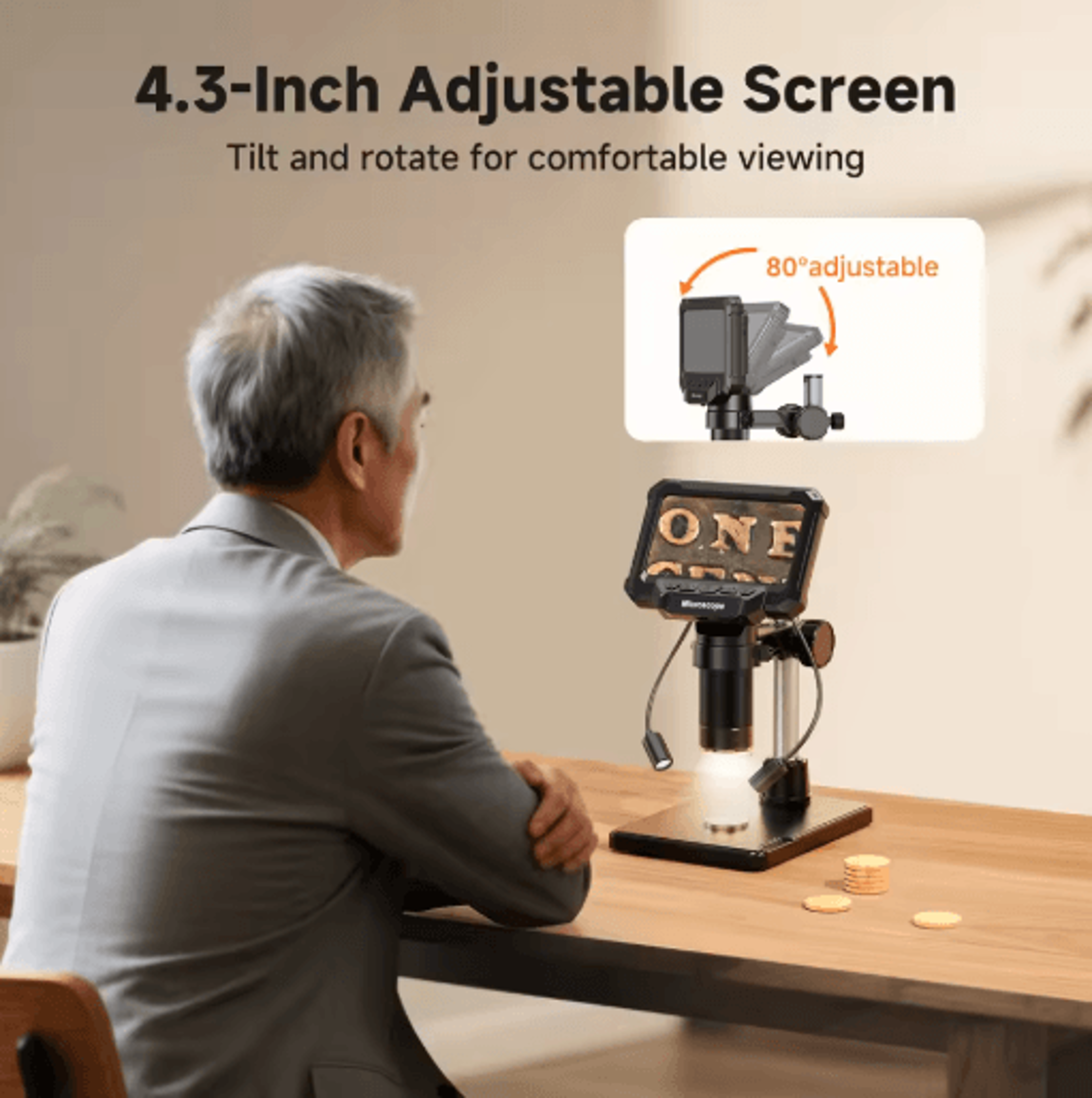 1600X Digital Microscope With 43 Inch IPS Screen Coin  PCB Inspection Microscope With LED Lights 5