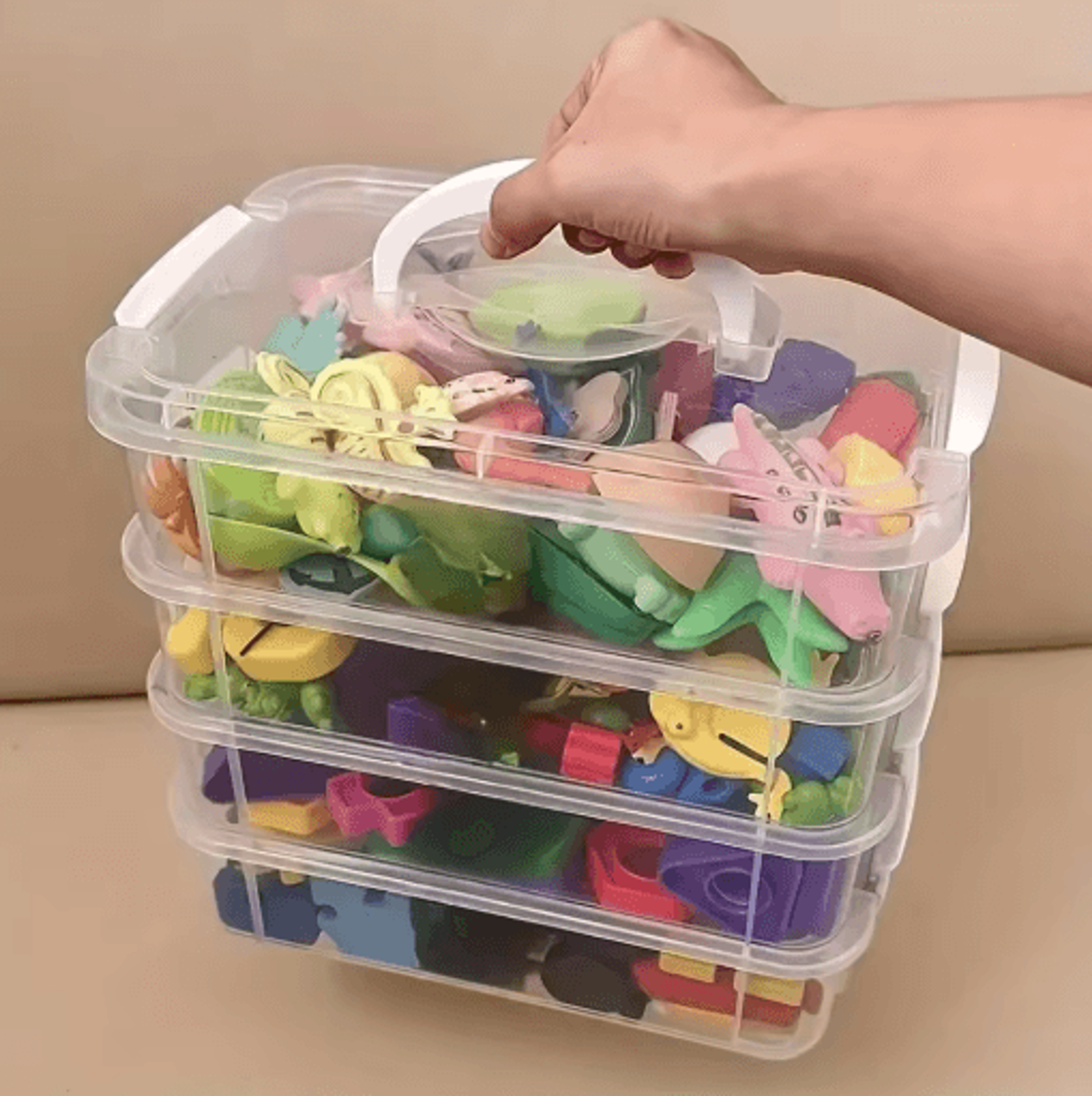 Transparent Stackable Building Blocks Storage Box With Grid Drawers 5