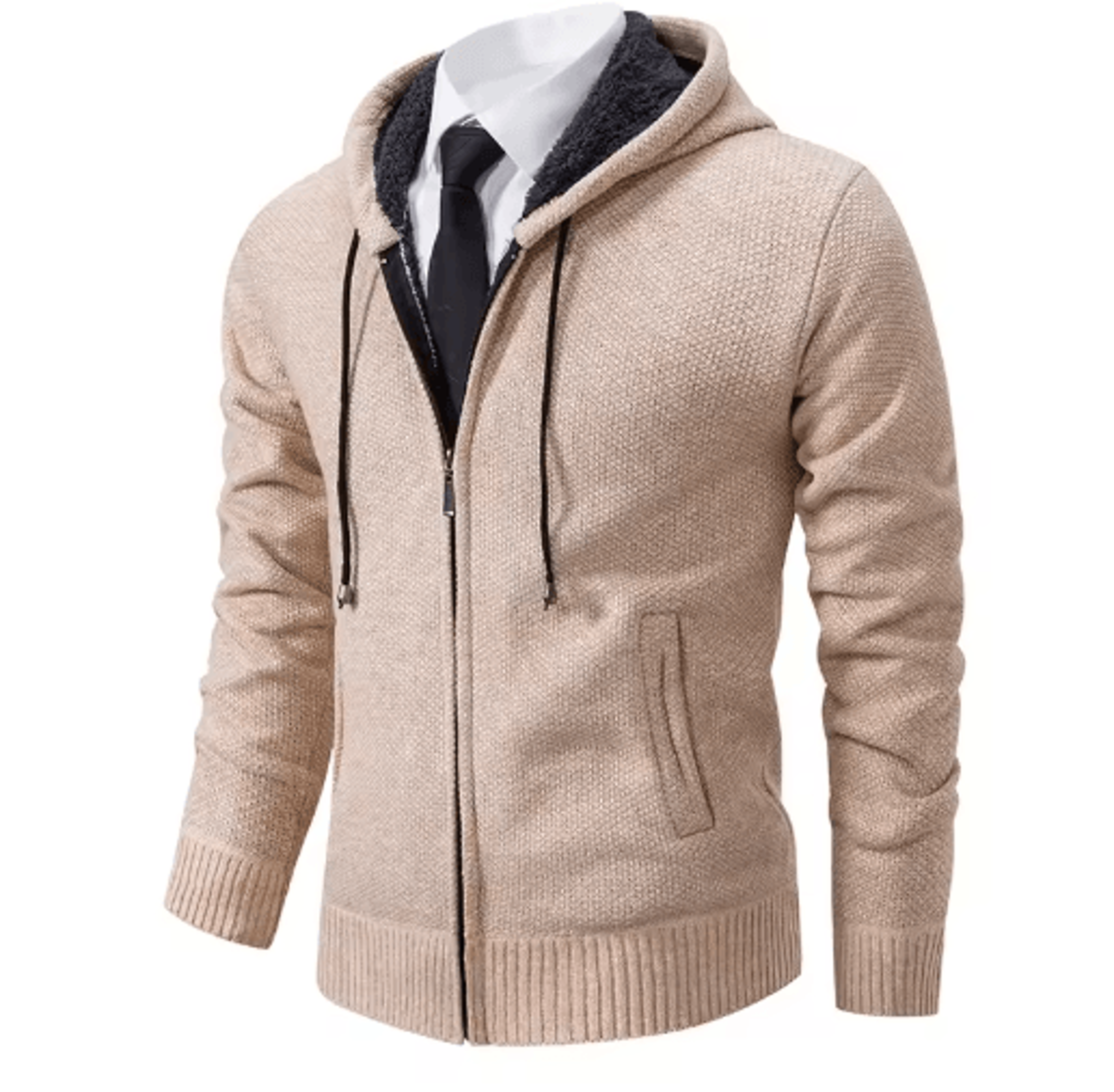 Mens Autumn Winter Casual Sports Cardigan Fleece Lined Stand Collar Zipper Sweater 1