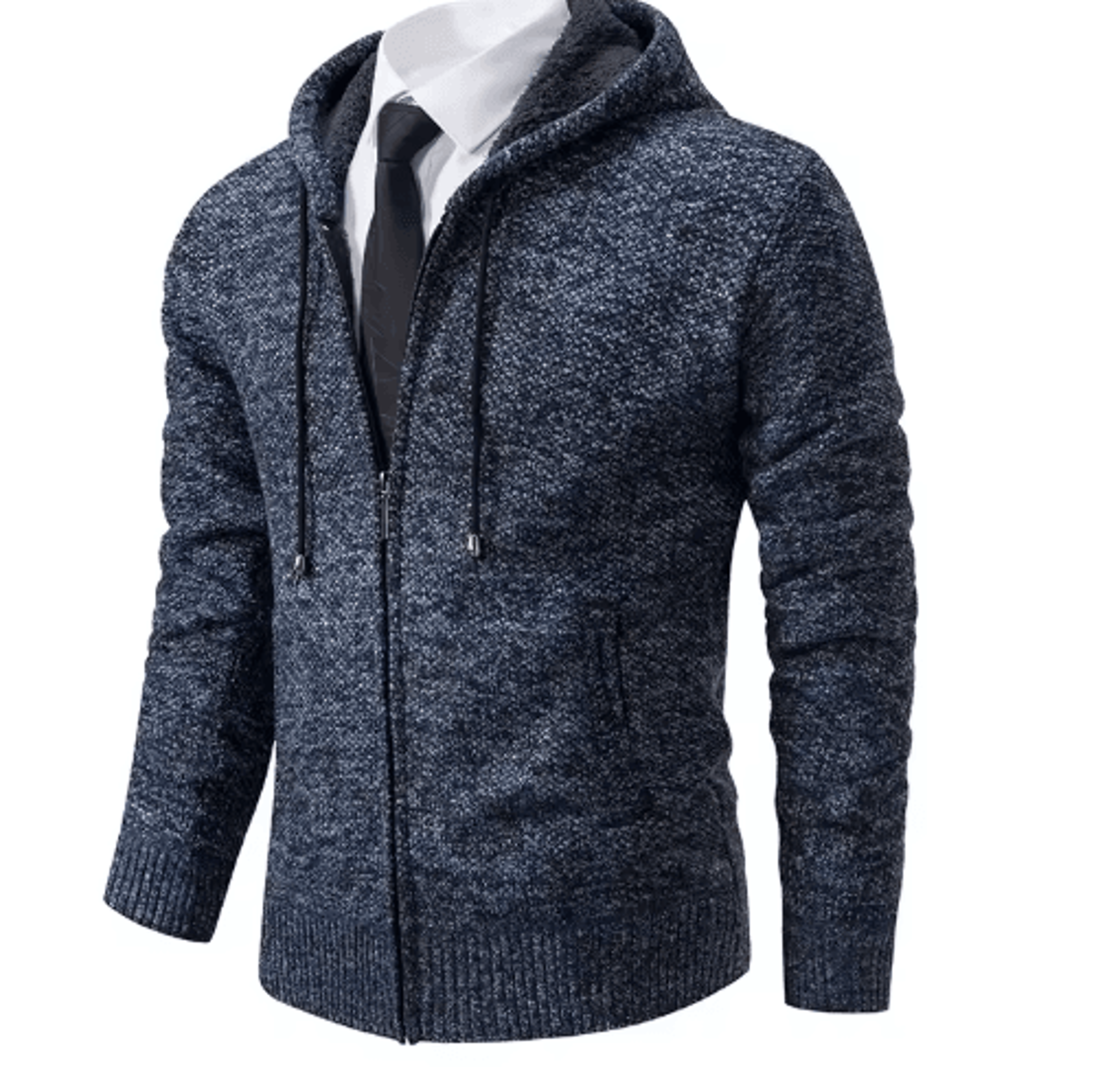 Mens Autumn Winter Casual Sports Cardigan Fleece Lined Stand Collar Zipper Sweater 3