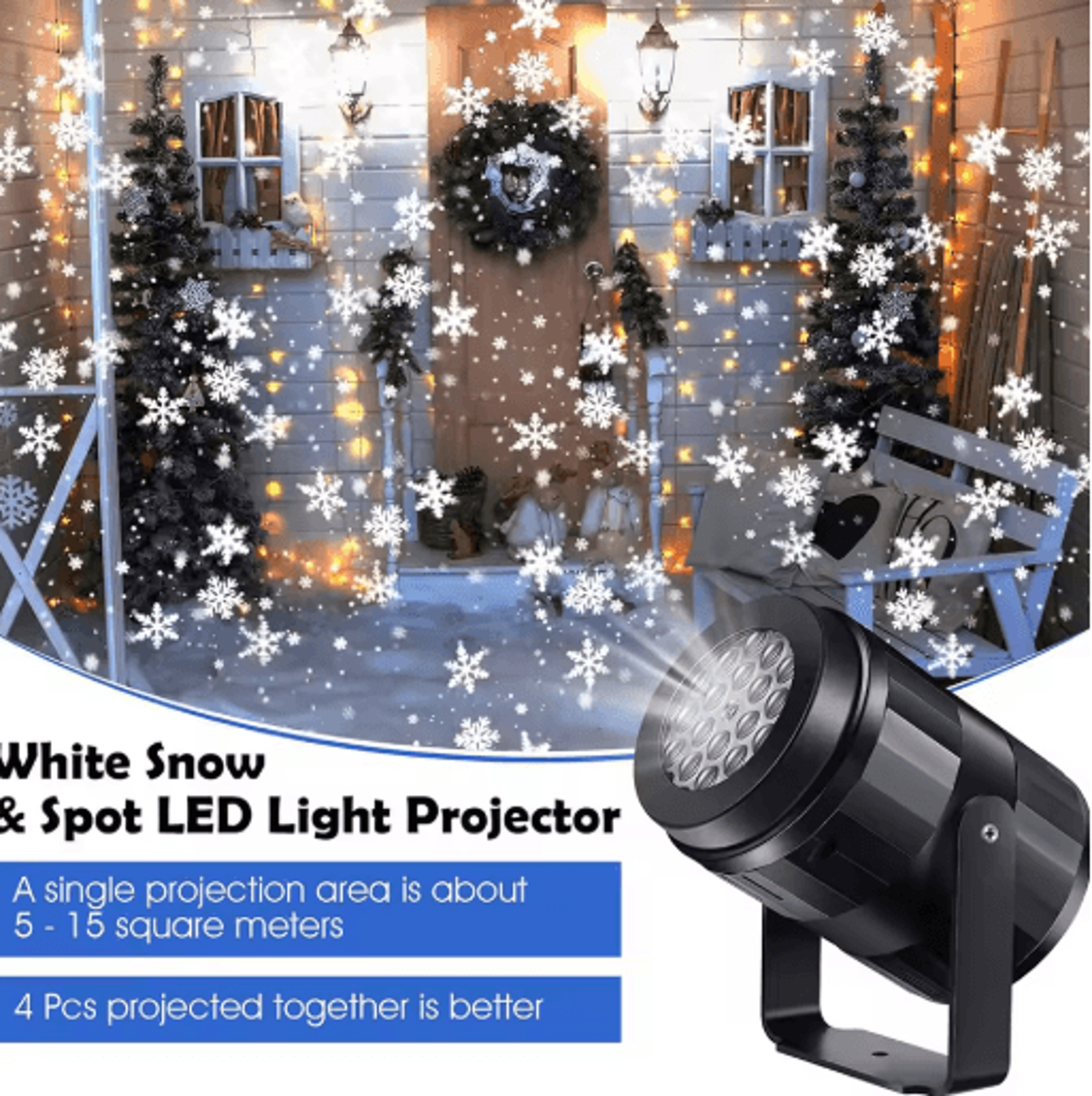 LED USB Snowflake Projector Light Christmas New Year Holiday Projection Lamp 5