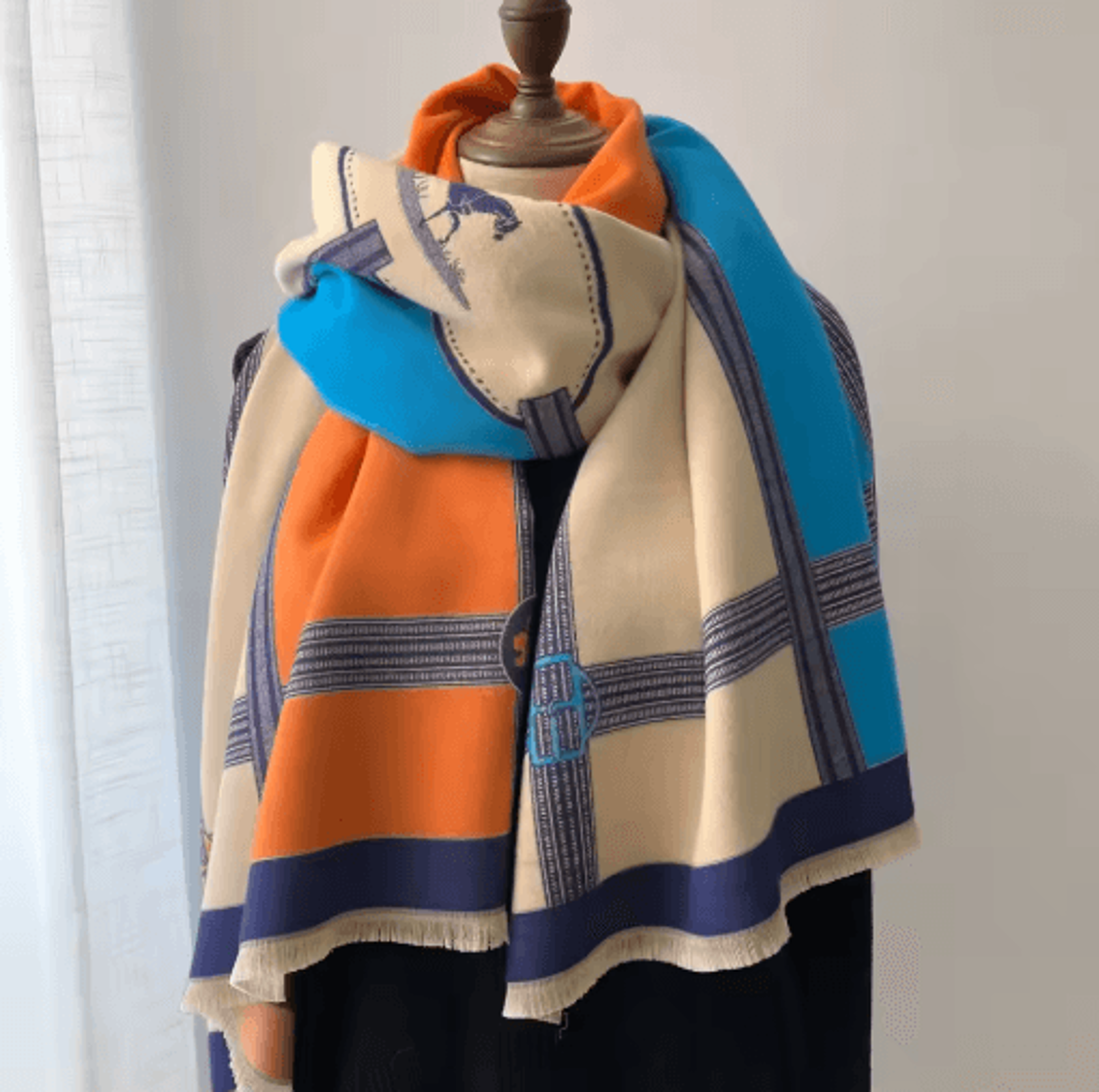 Luxury Winter Cashmere Scarf For Women Thick Warm Pashmina Shawl Wrap With Tassels 4