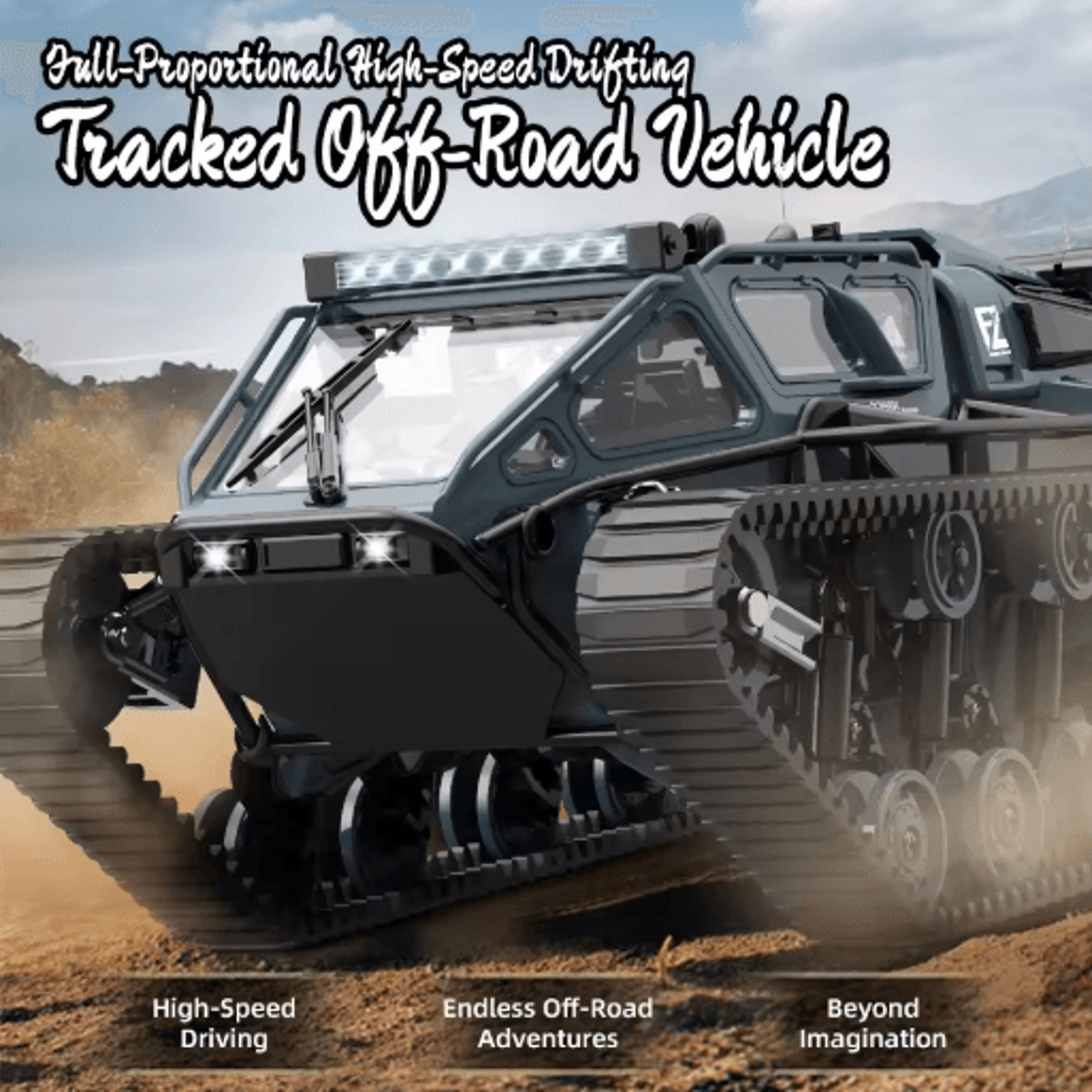 JJRC C8812 RC Tracked Tank LED Light Simulation Remote Control Off Road Vehicle 8
