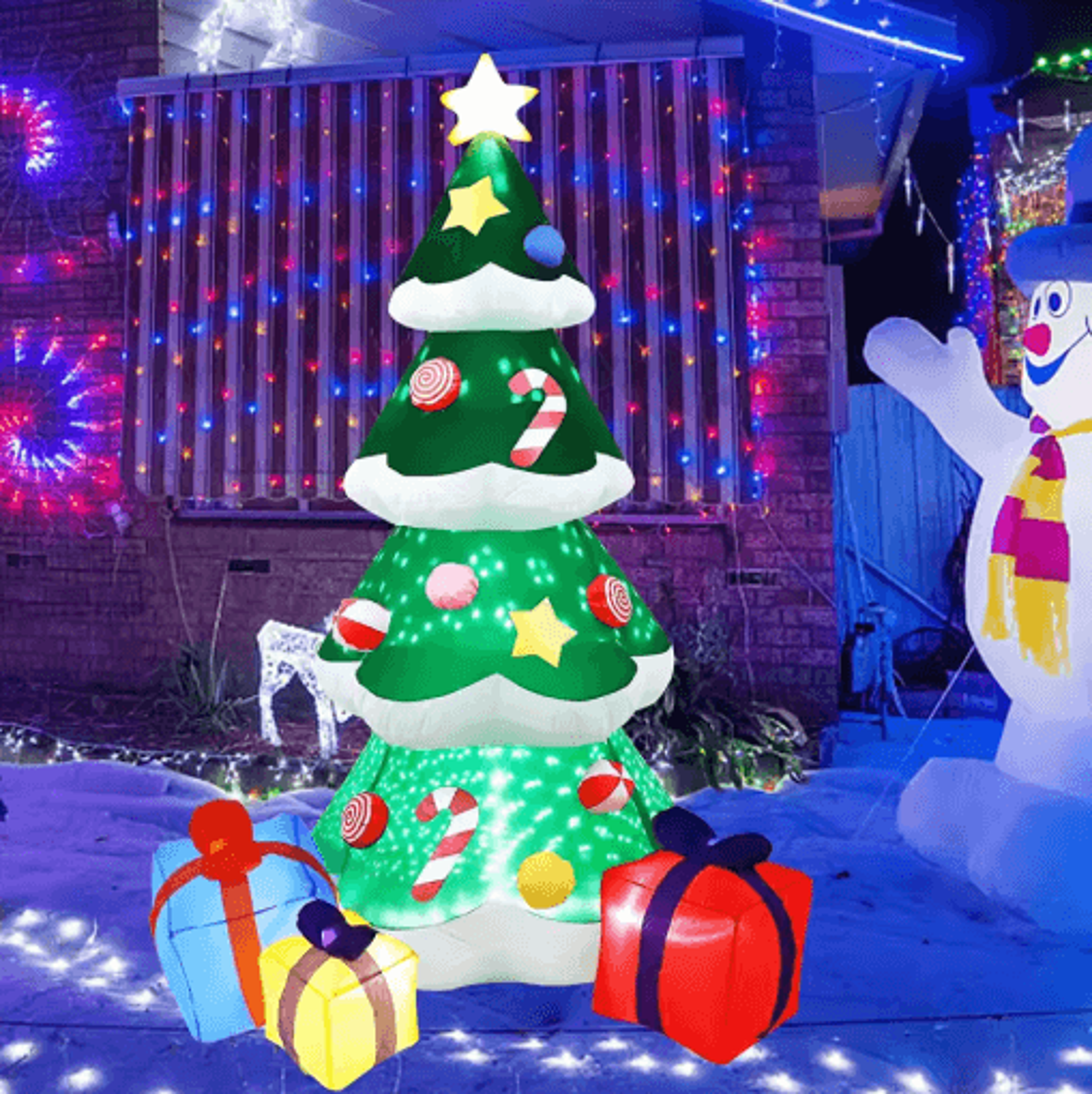7FT 21M Christmas Inflatable Tree With LED Lights Indoor  Outdoor Holiday Decoration 6