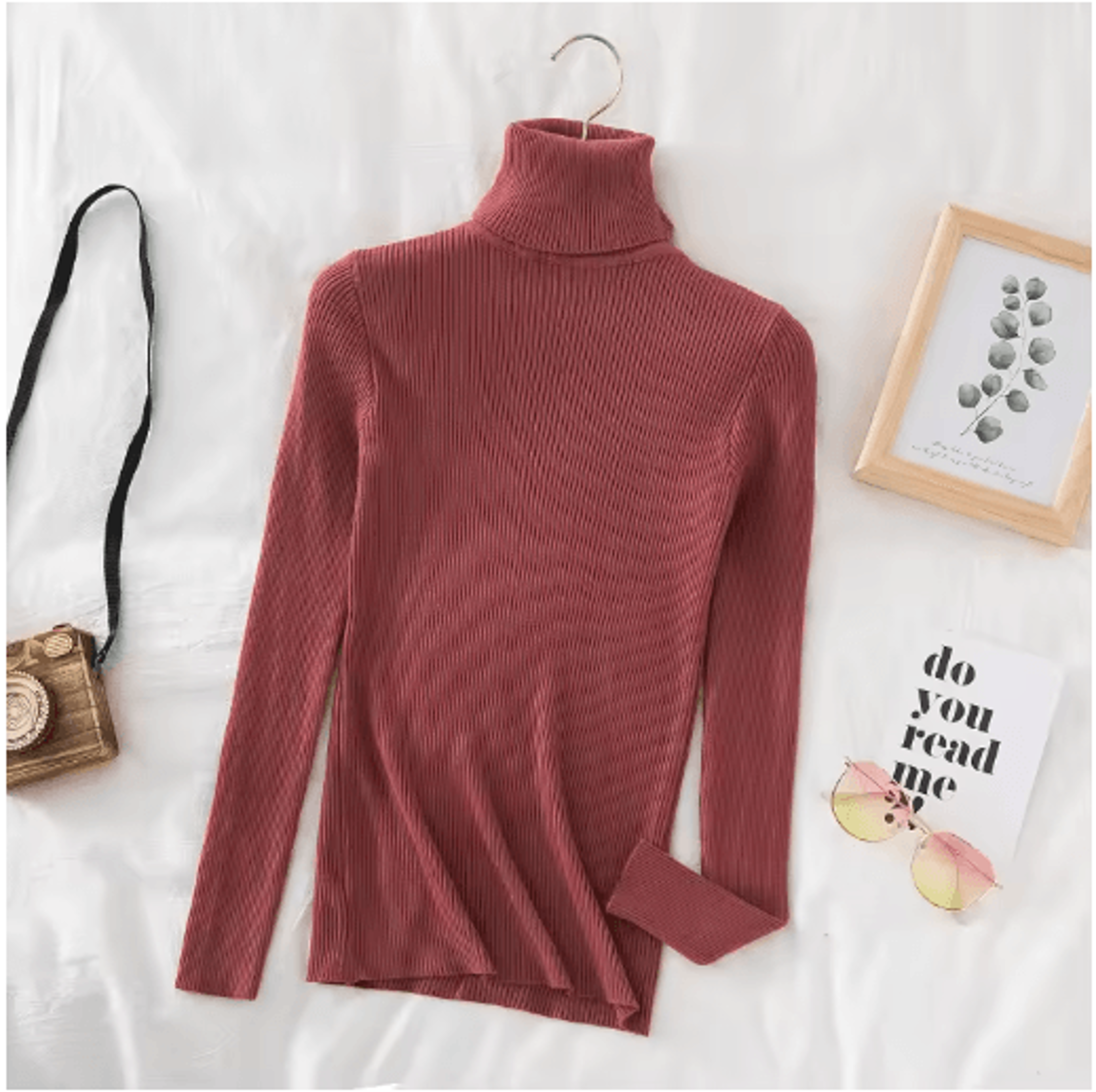 Womens Turtleneck Knit Sweater Soft Cashmere Feel Pullover For Autumn Winter 16