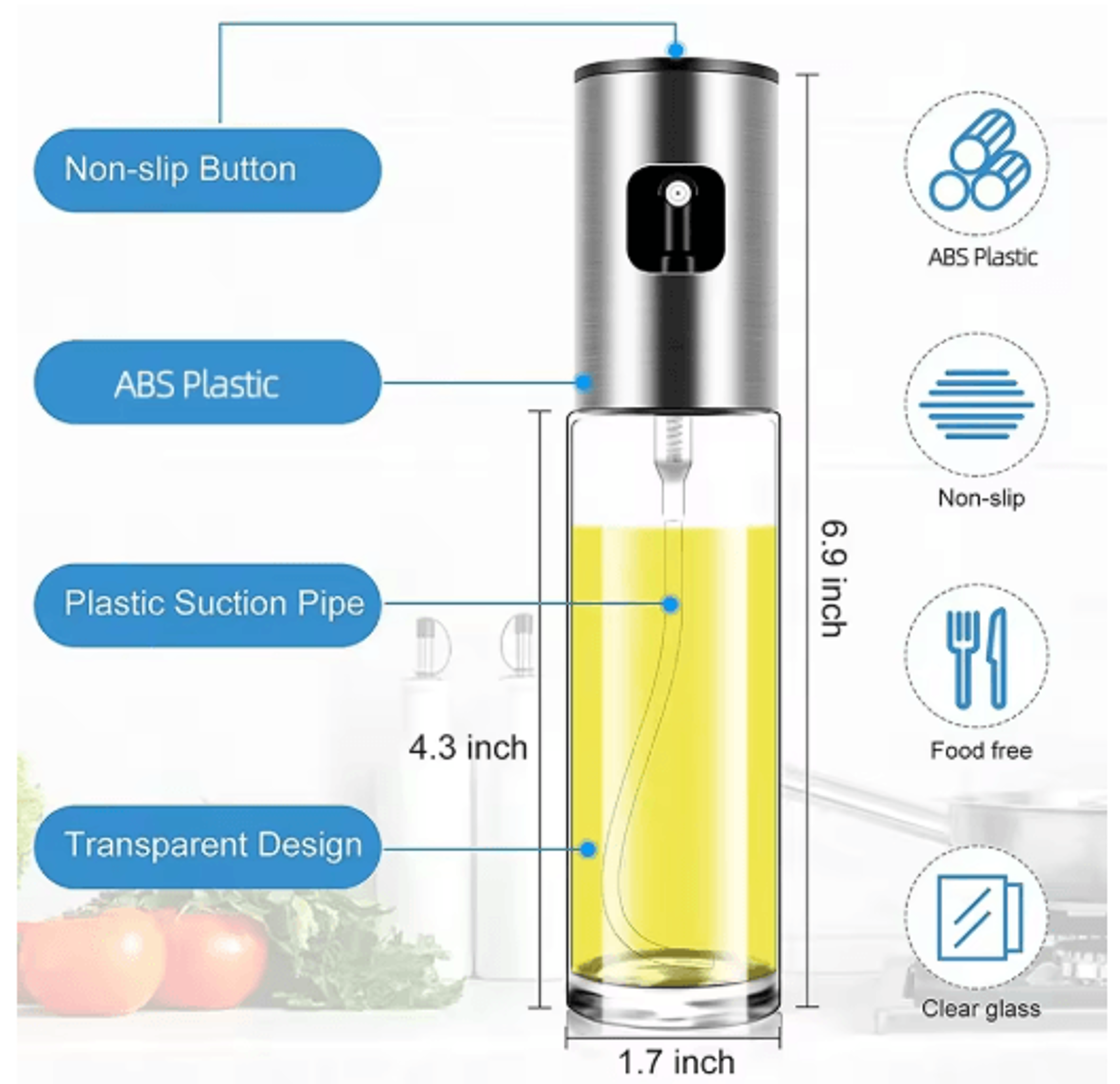 Glass Oil Spray Bottle Leak Proof Kitchen Oil Dispenser For Cooking BBQ 9