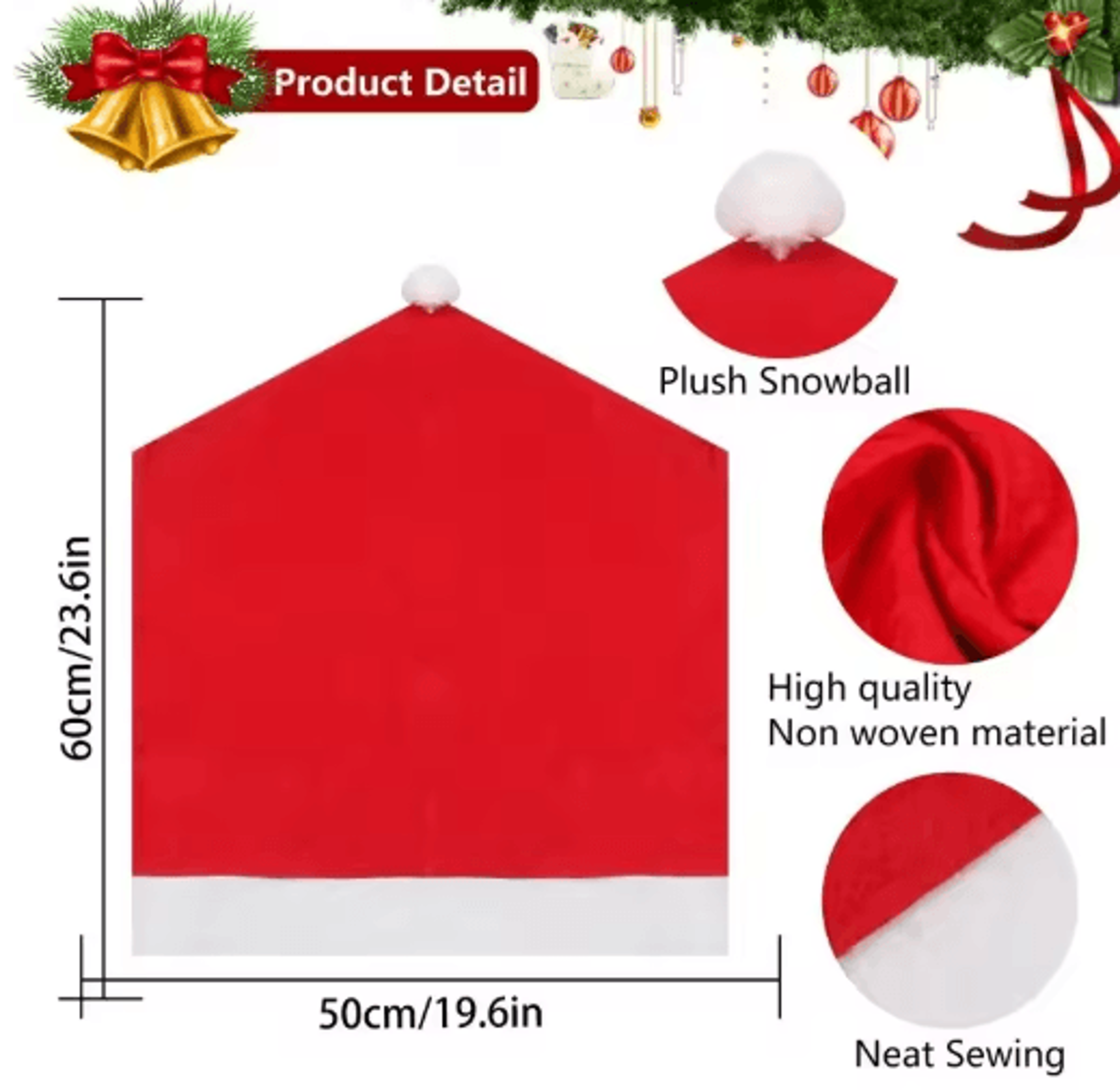 Red Santa Hat Christmas Chair Covers Stretchable Dining Chair Slipcovers For Holiday Decor 11