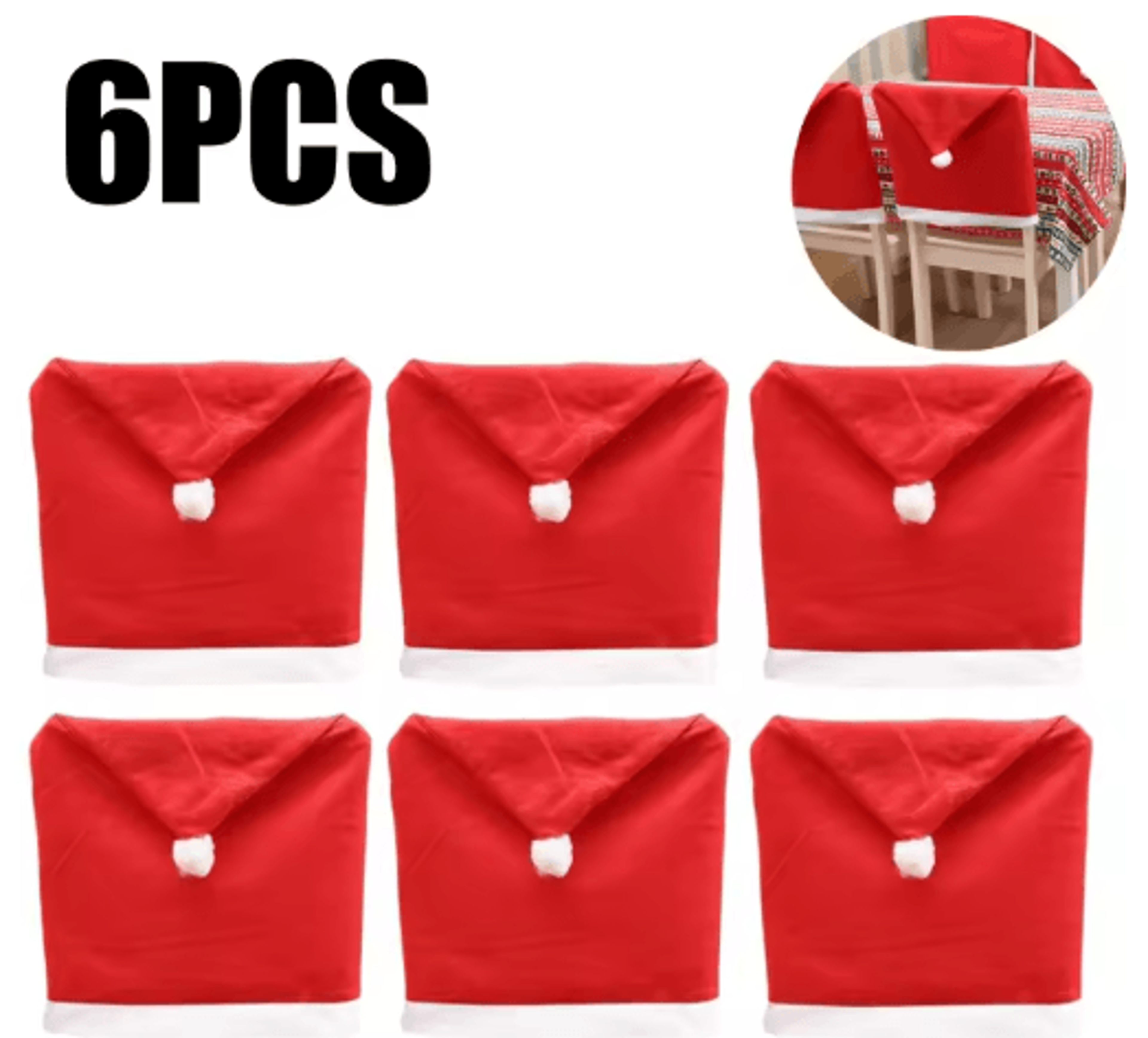 Red Santa Hat Christmas Chair Covers Stretchable Dining Chair Slipcovers For Holiday Decor 3