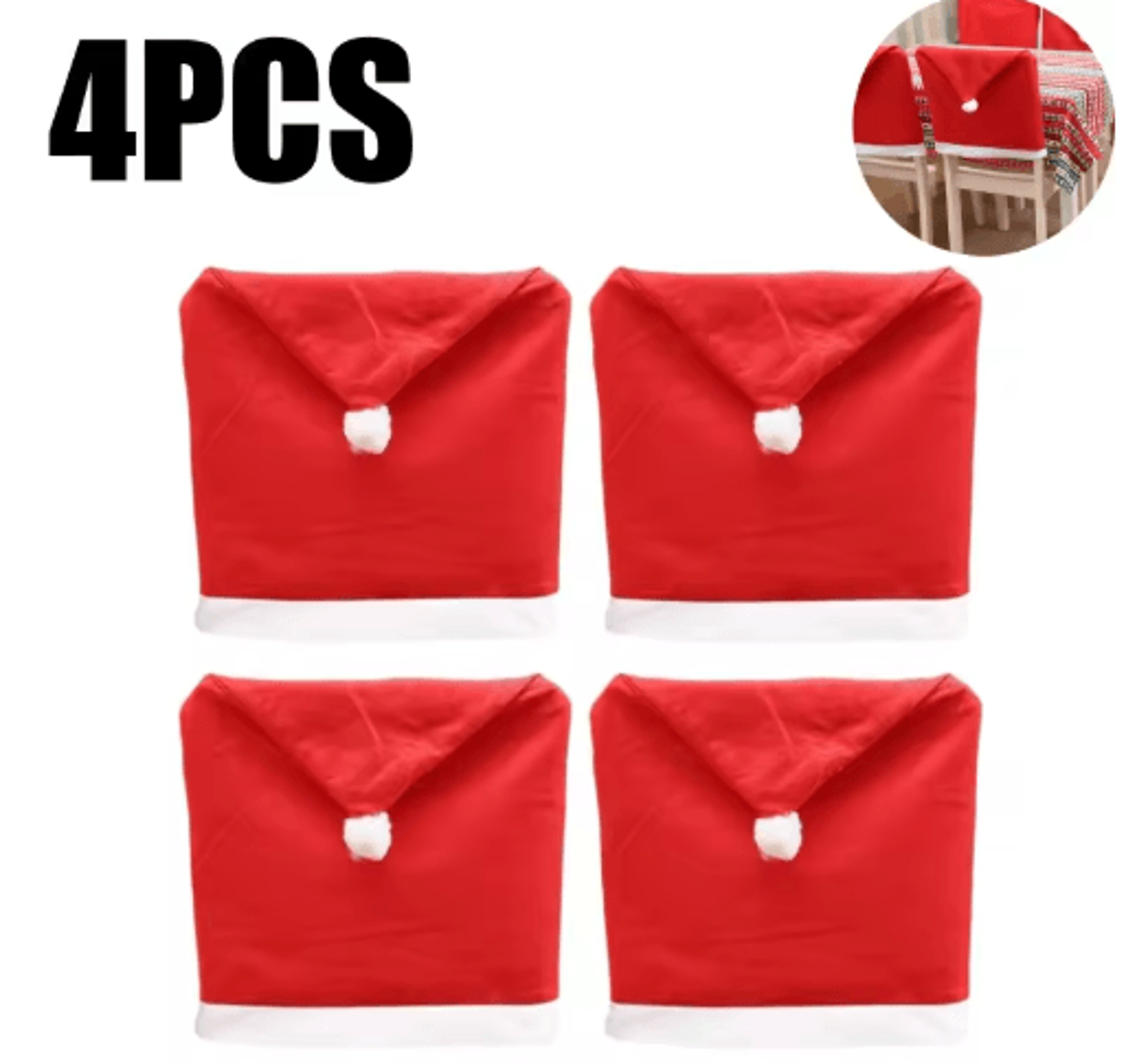 Red Santa Hat Christmas Chair Covers Stretchable Dining Chair Slipcovers For Holiday Decor 4