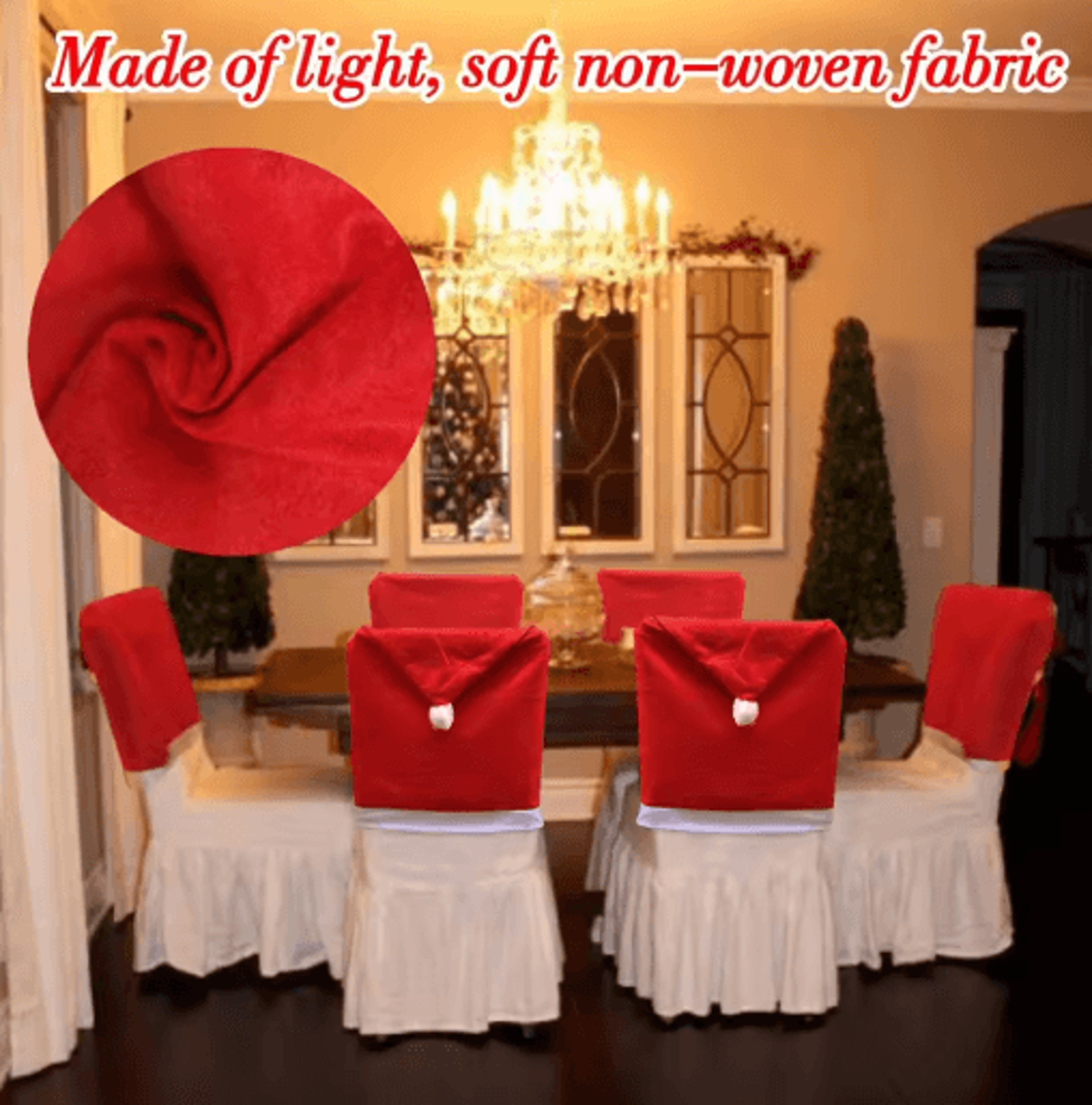Red Santa Hat Christmas Chair Covers Stretchable Dining Chair Slipcovers For Holiday Decor 9