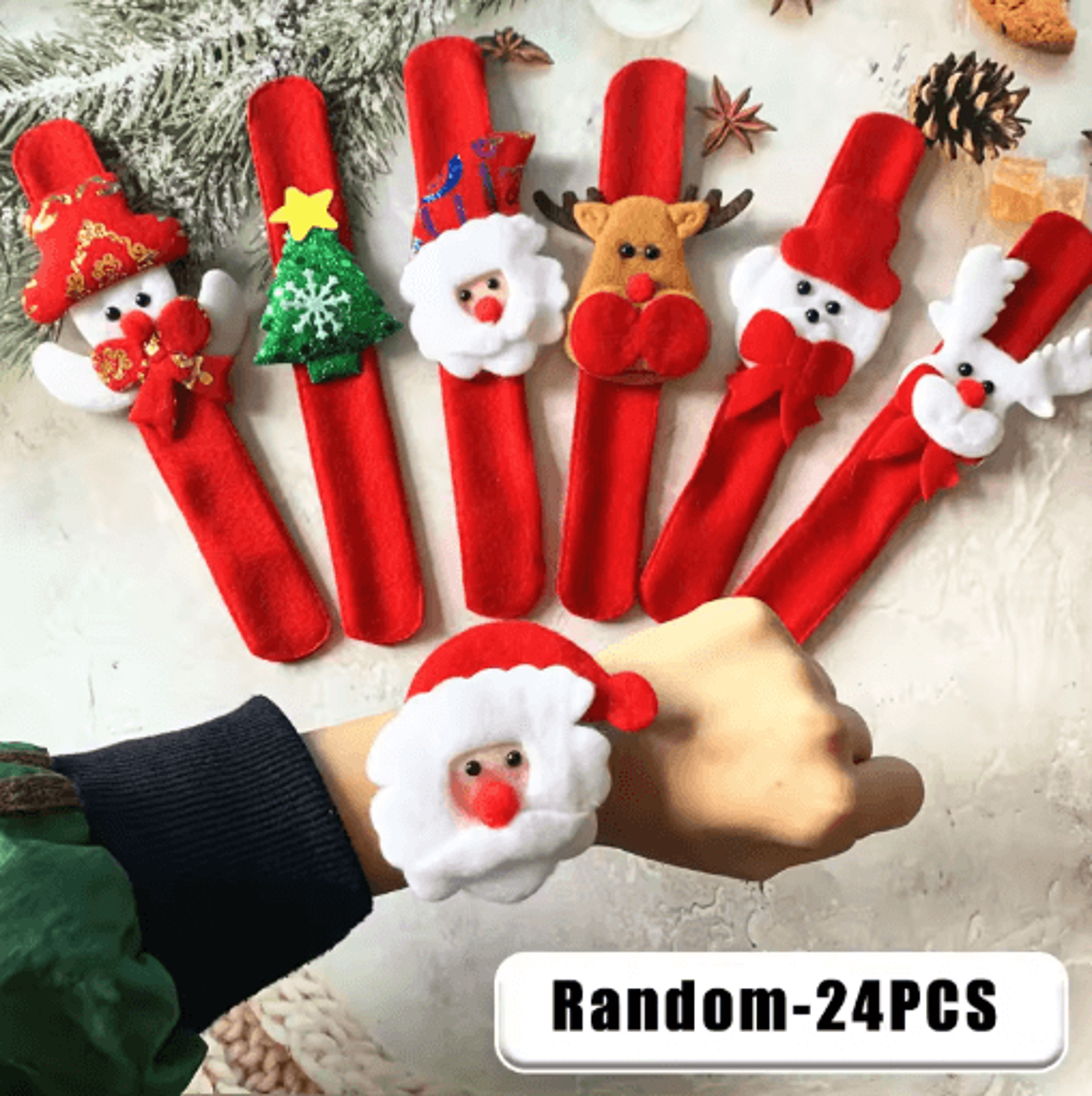 Festive Plush Santa Sleigh Snap Bracelet Light Up Christmas Wristband For Kids 1