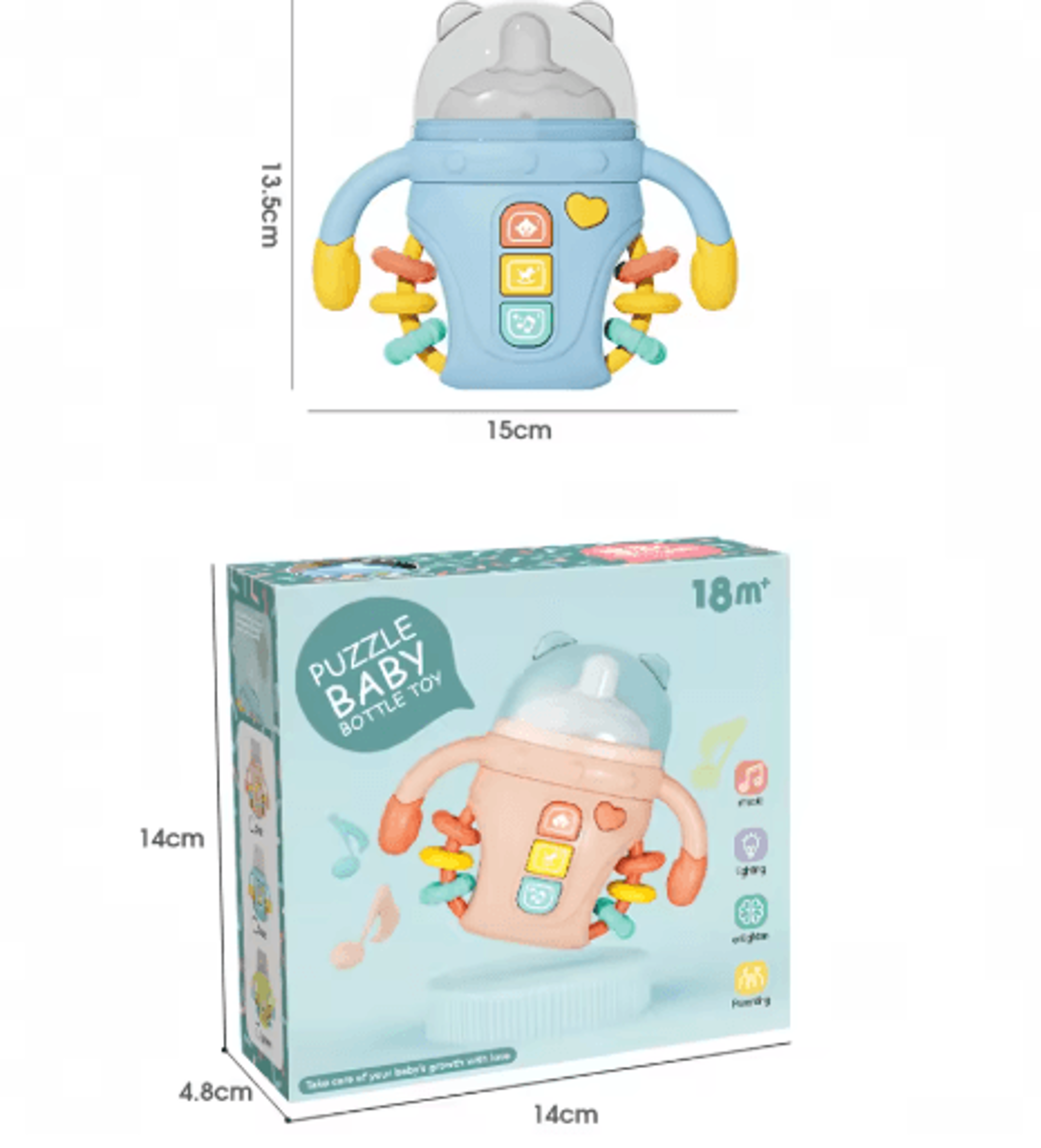 Electronic Baby Bottle Toy With Music English Words Rattle Learning Toy 18 Months 4