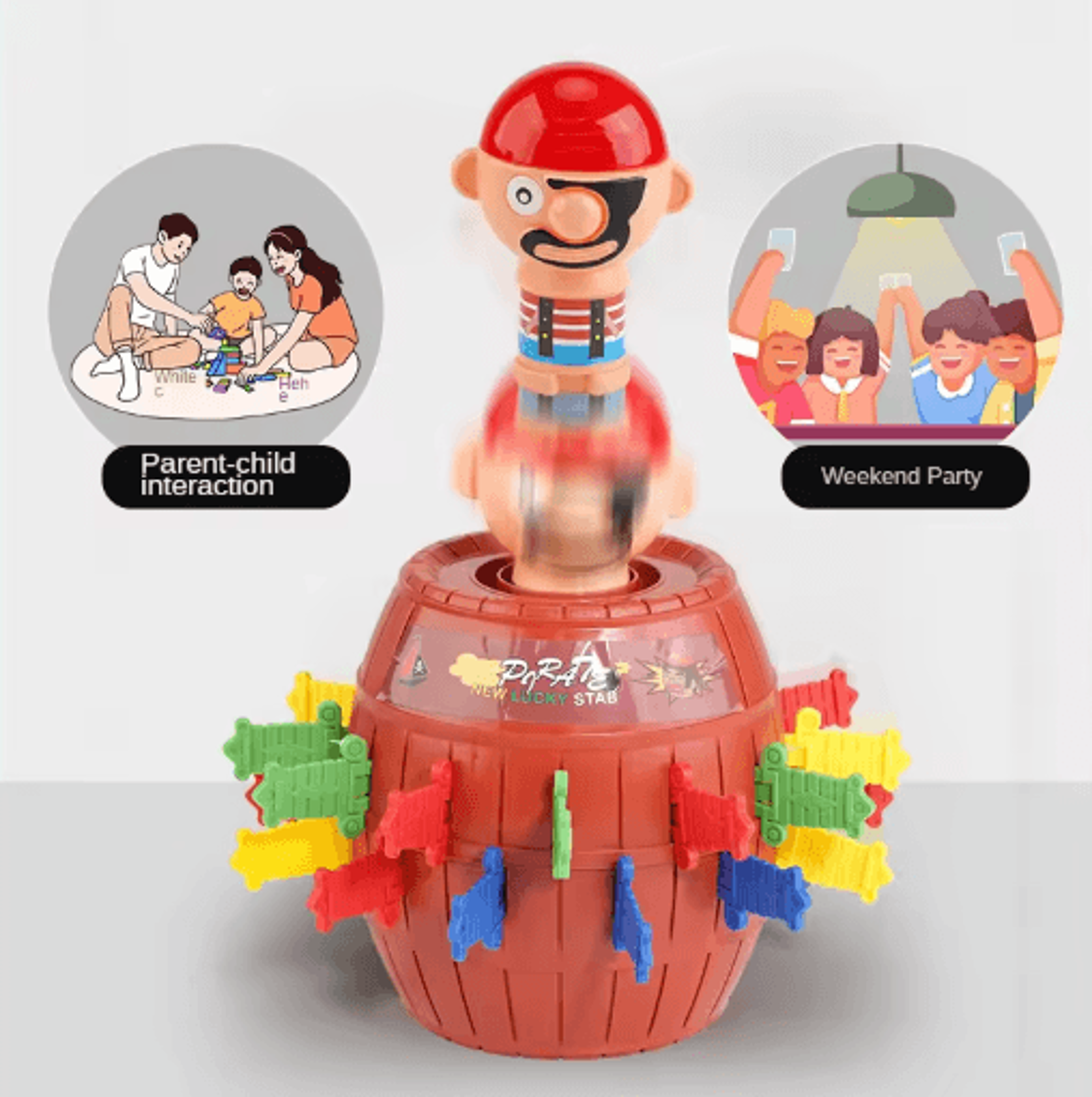 Pirate Barrel Sword Game For Kids Interactive Wooden Prank Board Game 5