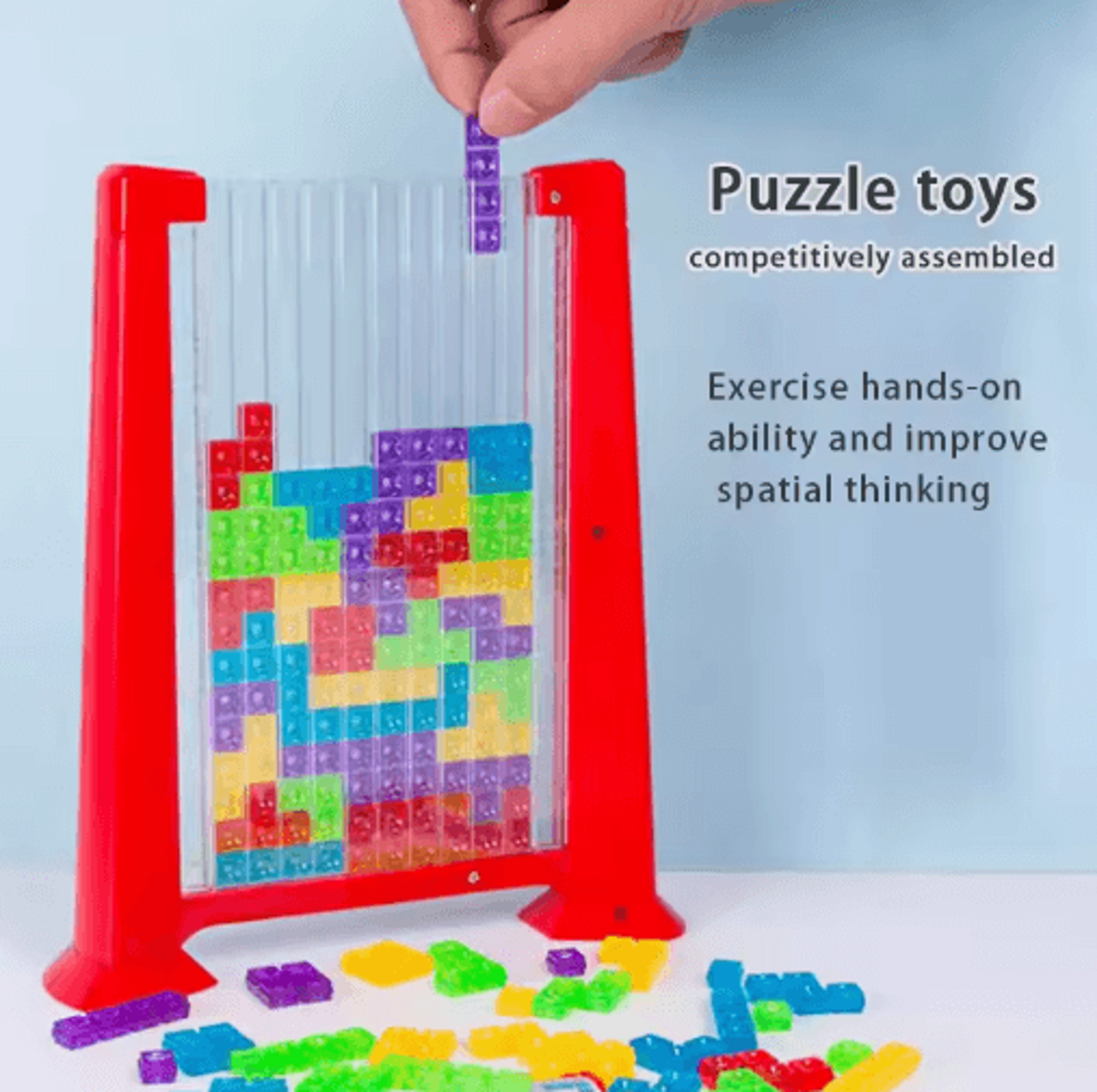 Tetris Style Intelligent Building Blocks Puzzle Tabletop Brain Game For Kids 4