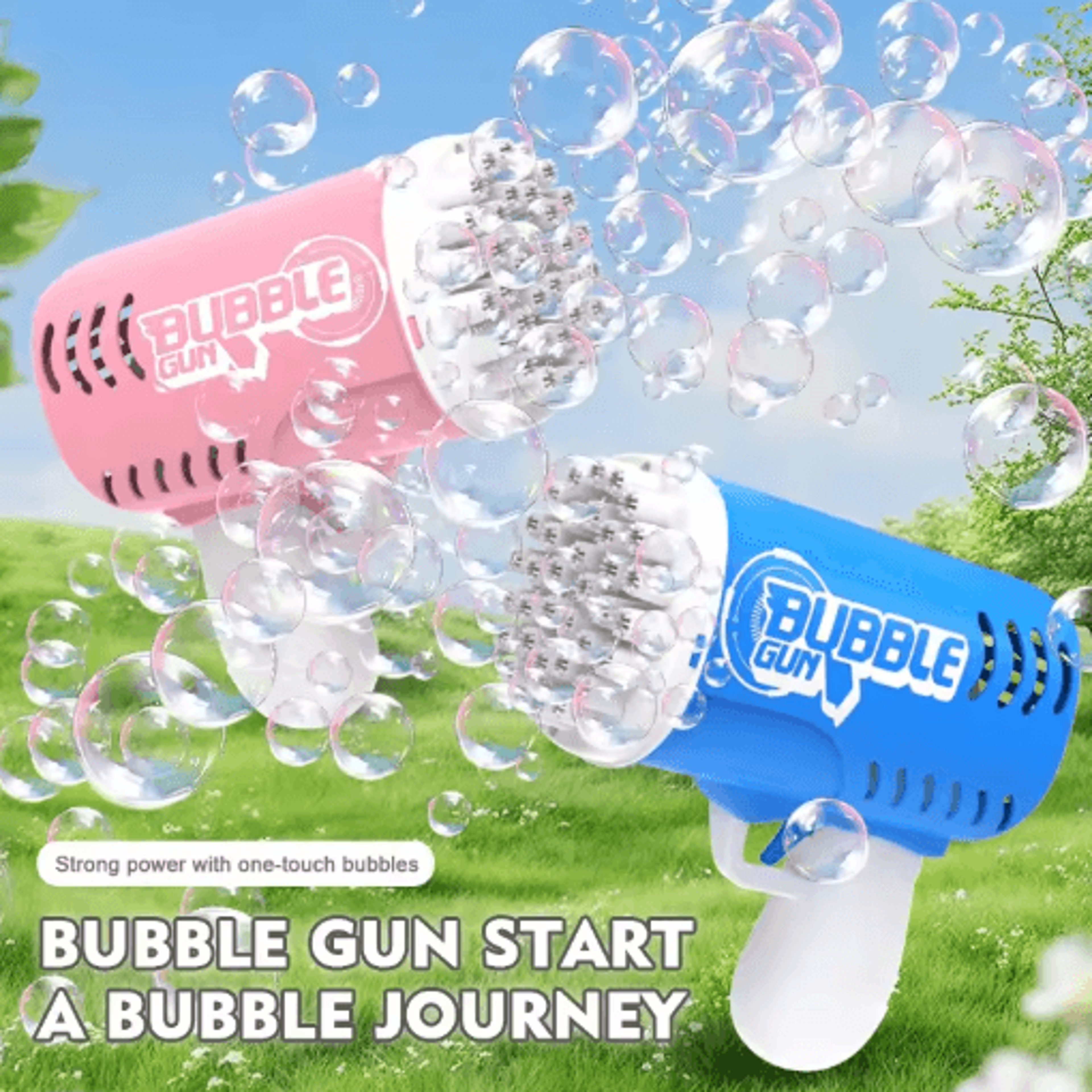 35 Hole Childrens Bubble Gun Battery Free High Output Party Bubble Blaster 0