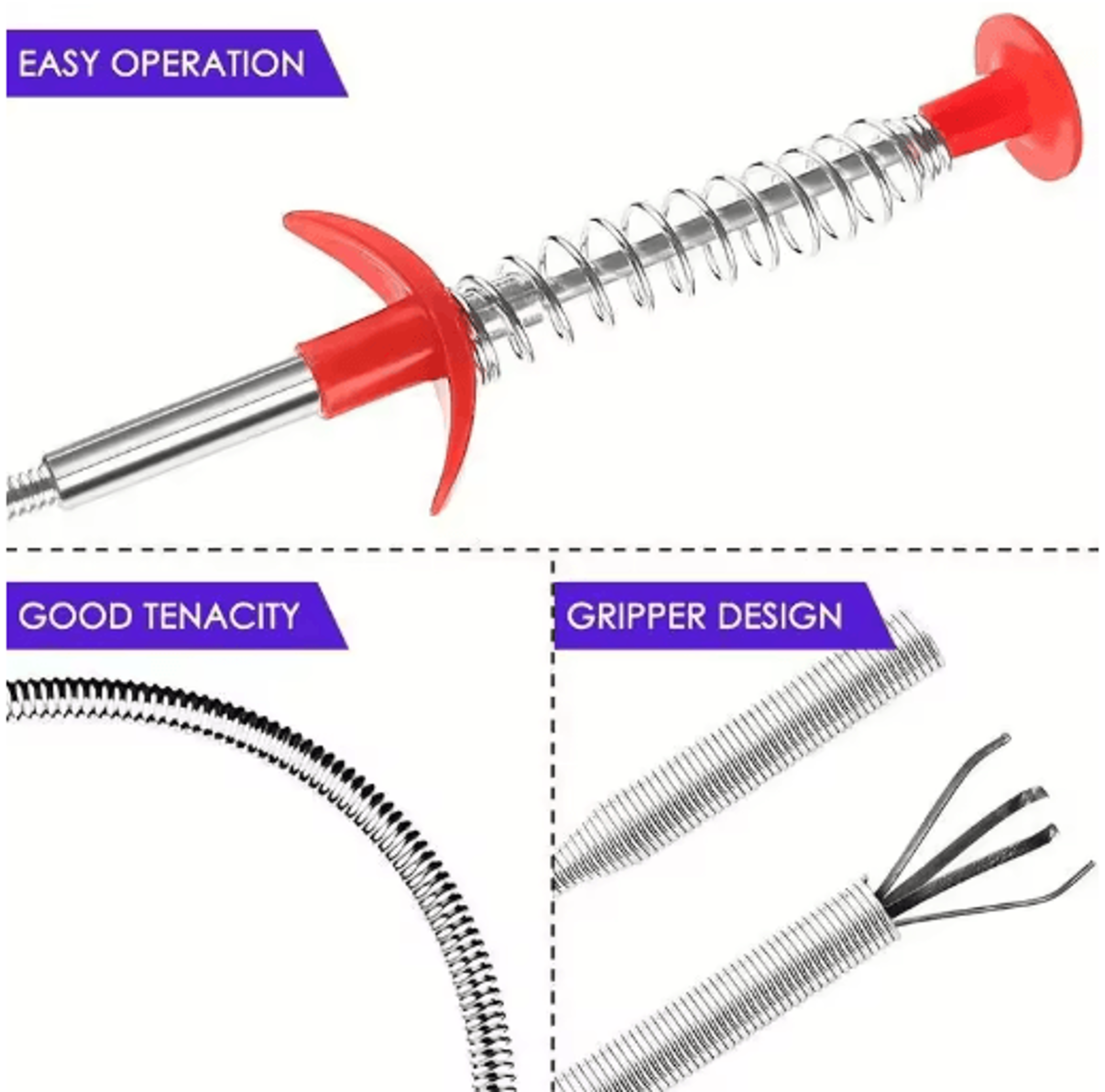 60cm Flexible Drain Snake Spring Pipe Dredging Tool For Fast Sink Clog Removal 1