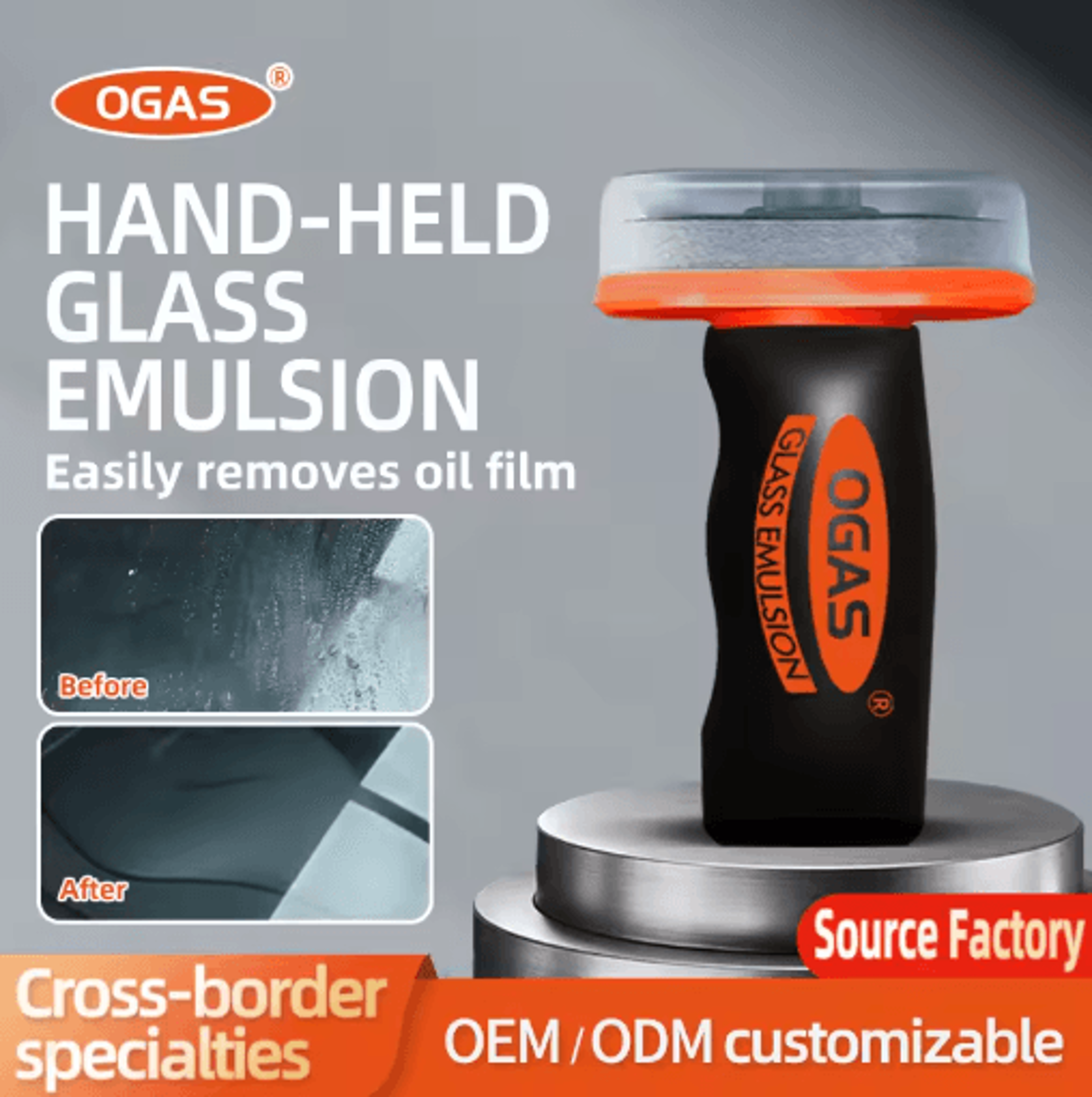 OGAS Glass Oil Film Remover Windshield Cleaning Brush With Safe Glass Polishing Paste 0