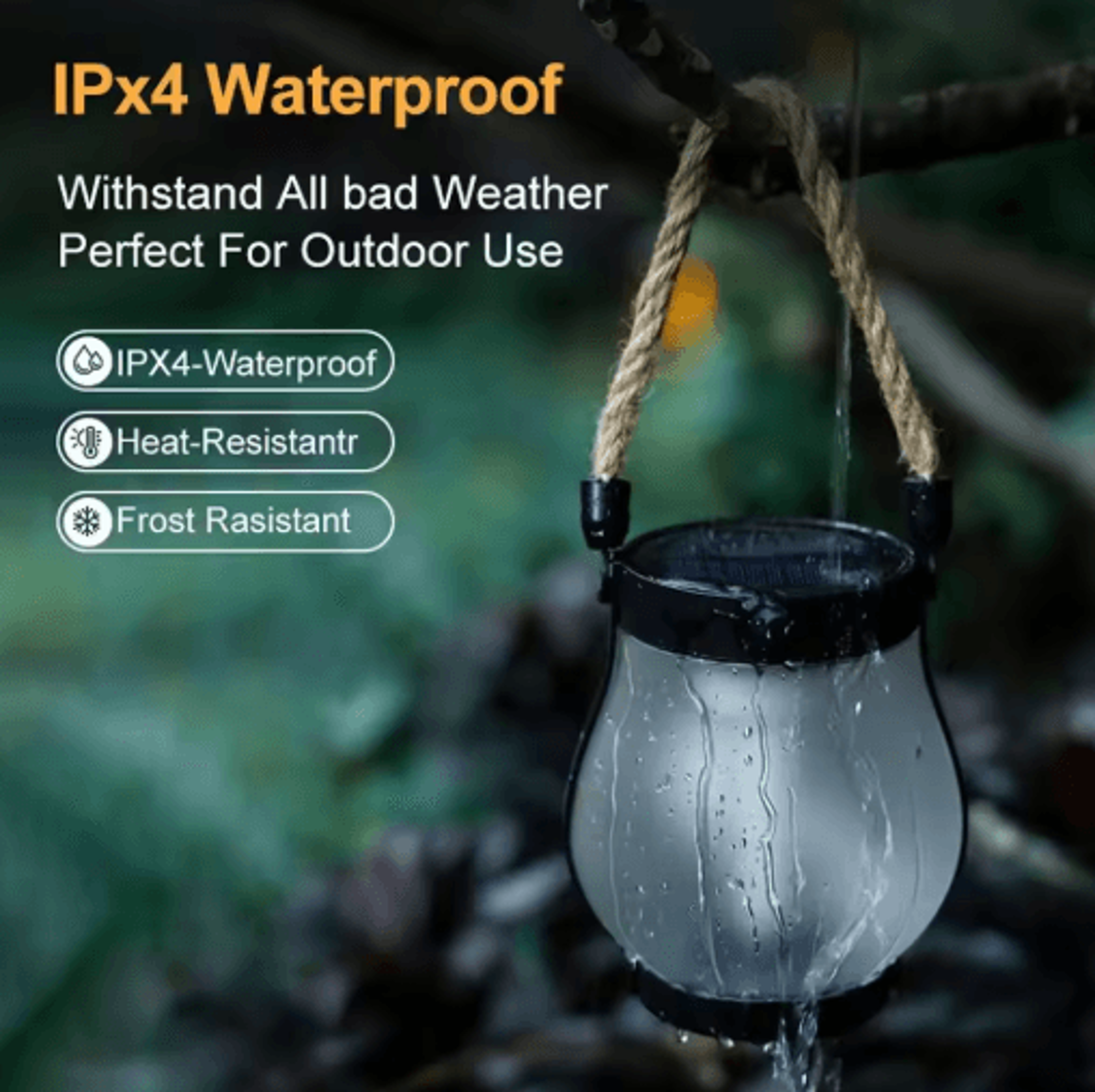 Dancing Flame Solar Lantern Outdoor Lights Waterproof Flickering Flame Garden Lantern USB Rechargea 4