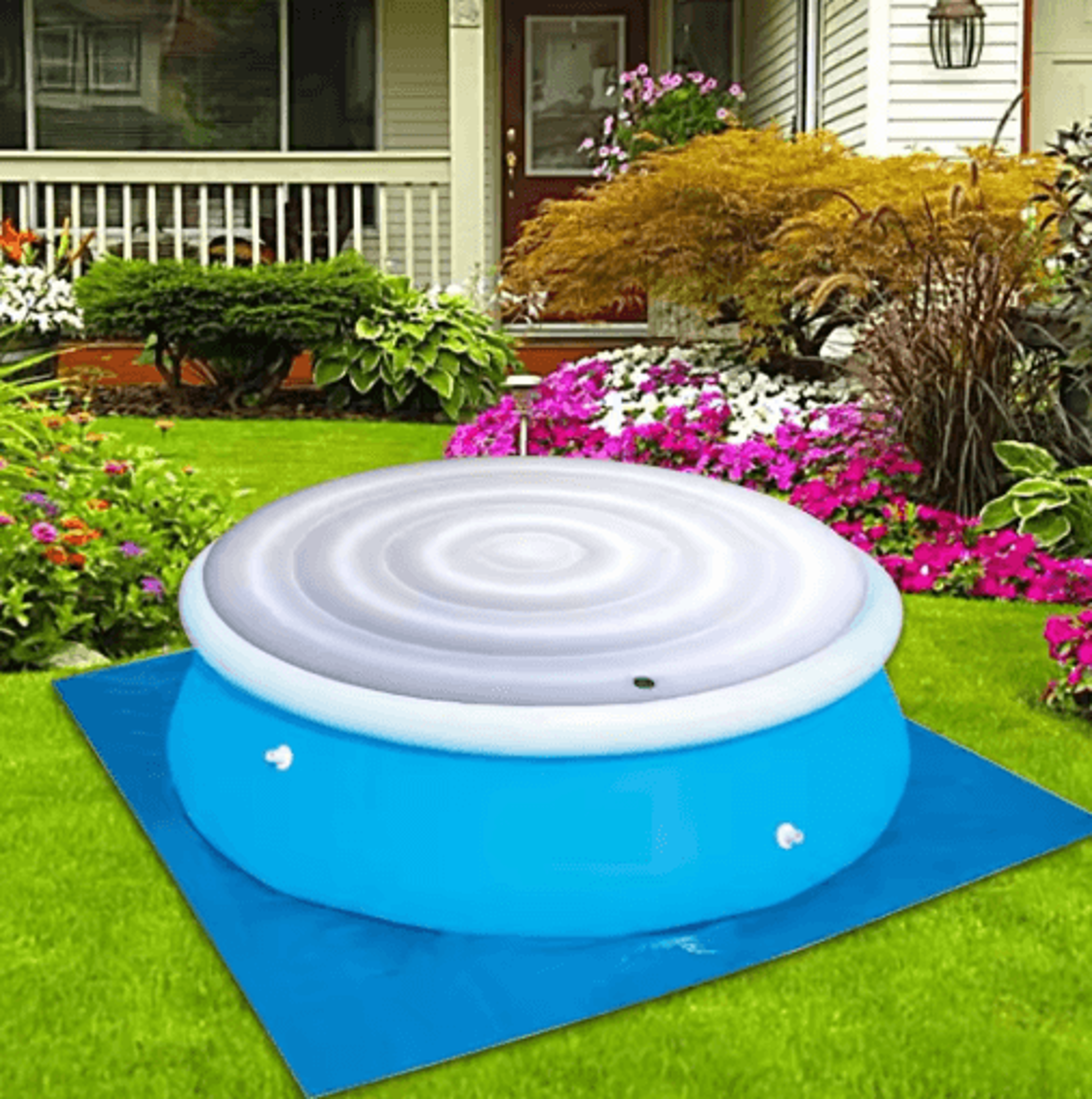 Round Hot Tub Cover 145cm 57 Inches Foldable Inflatable Spa Cover For Energy Saving And Protection 5