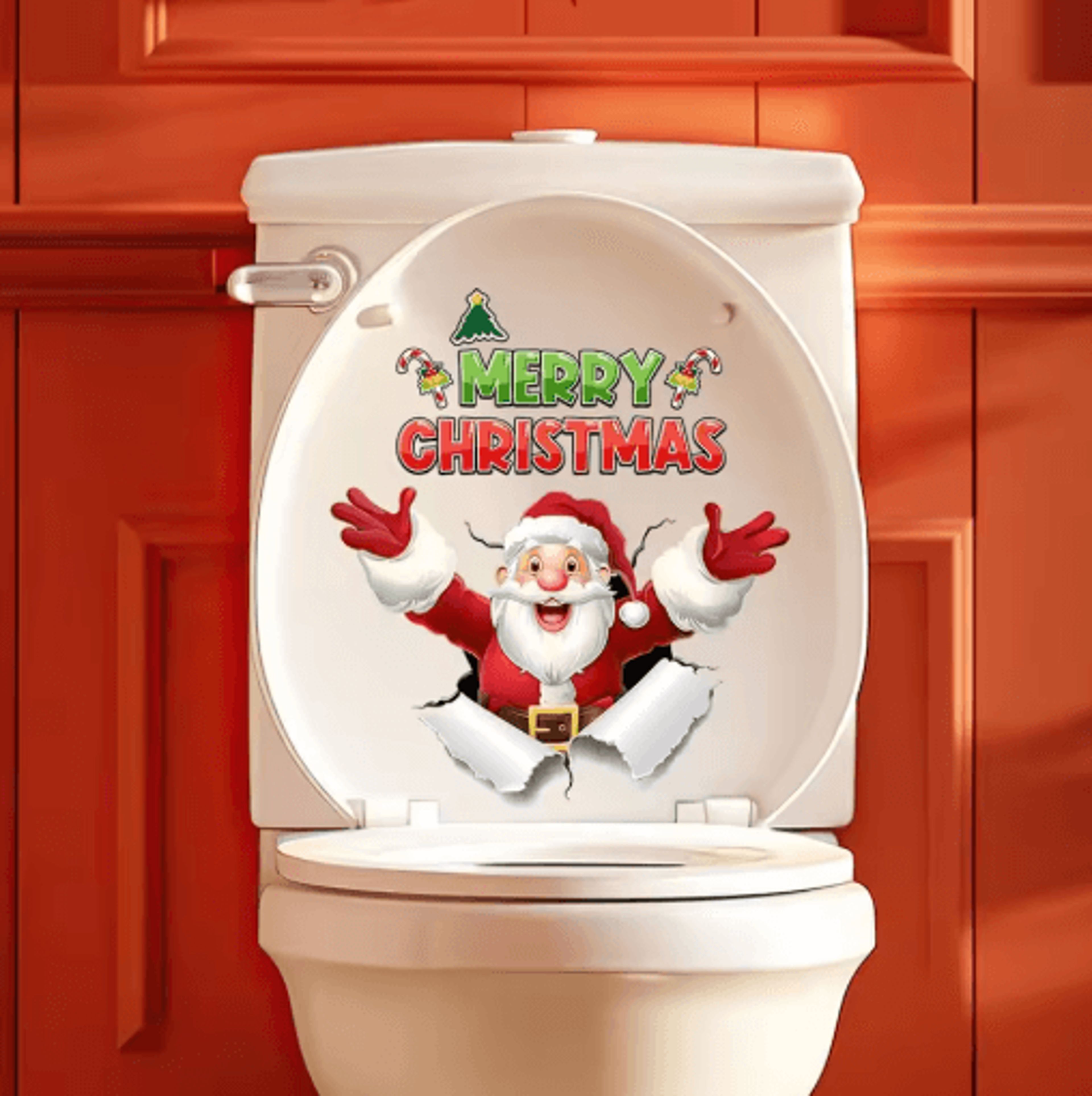 3D Christmas Santa Claus Wall Sticker Break Through Wall Holiday Decor Decal 4