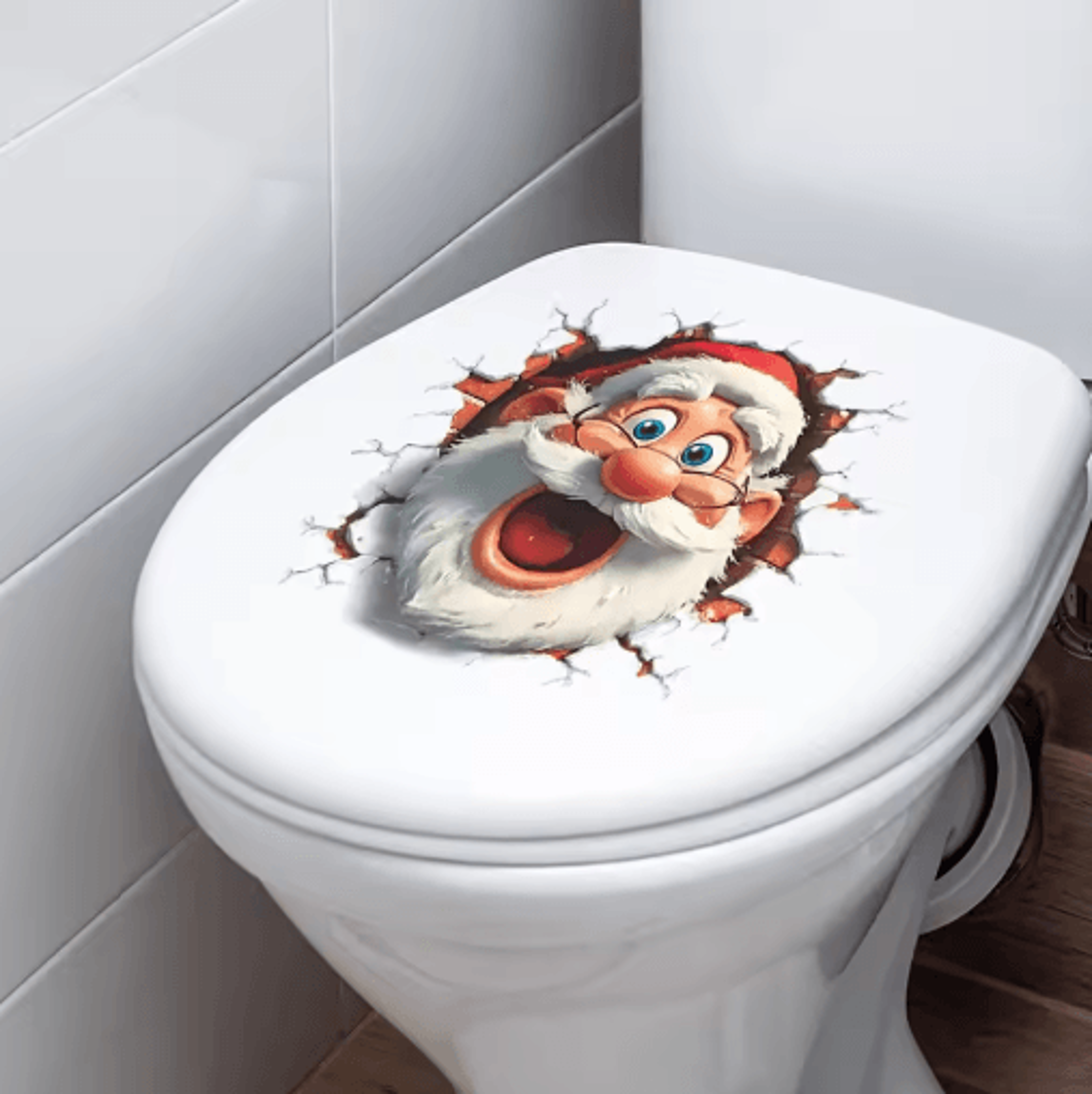 3D Christmas Santa Claus Wall Sticker Break Through Wall Holiday Decor Decal 5