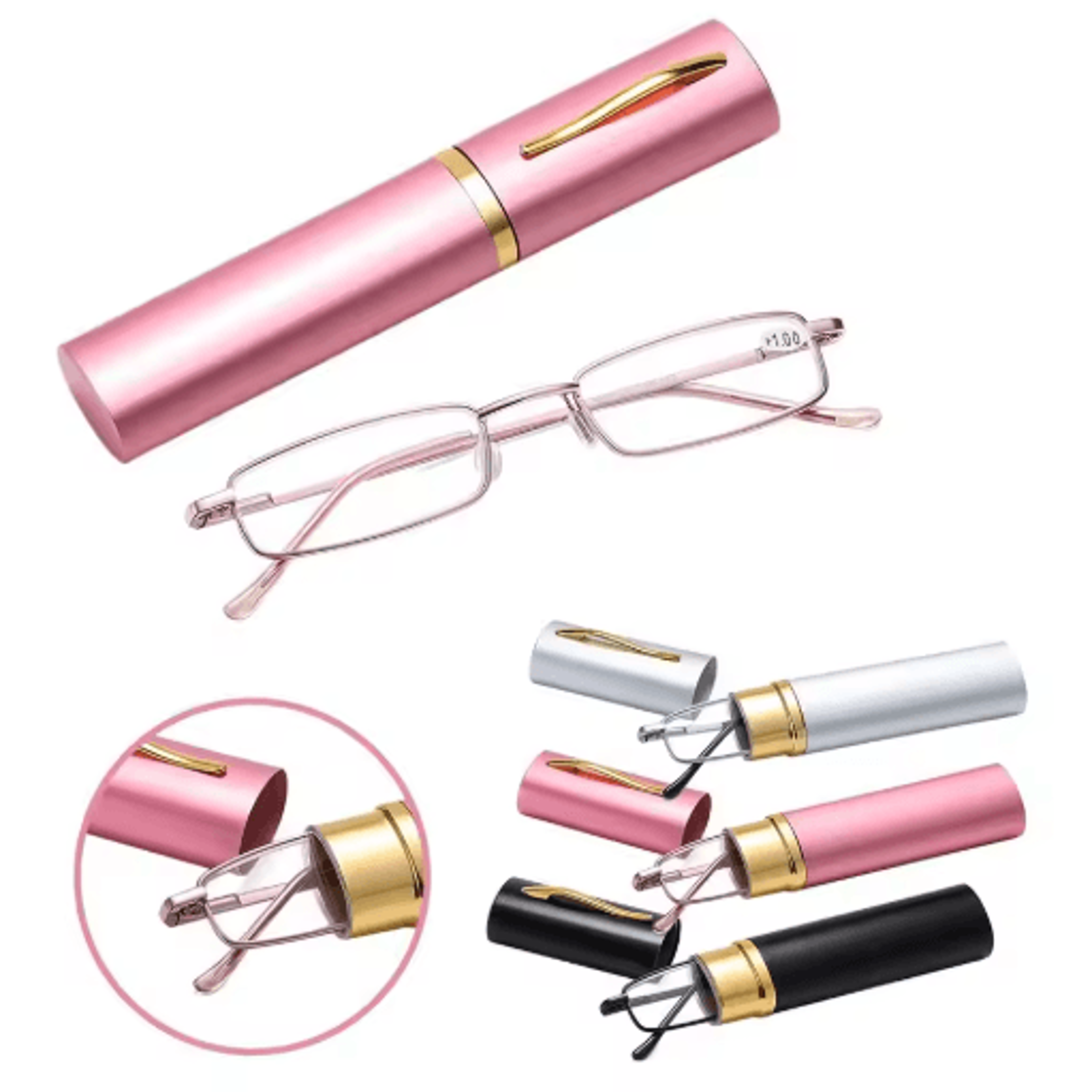 Slim Anti Blue Light Reading Glasses Lightweight Metal Frame Readers With Clip Case 8