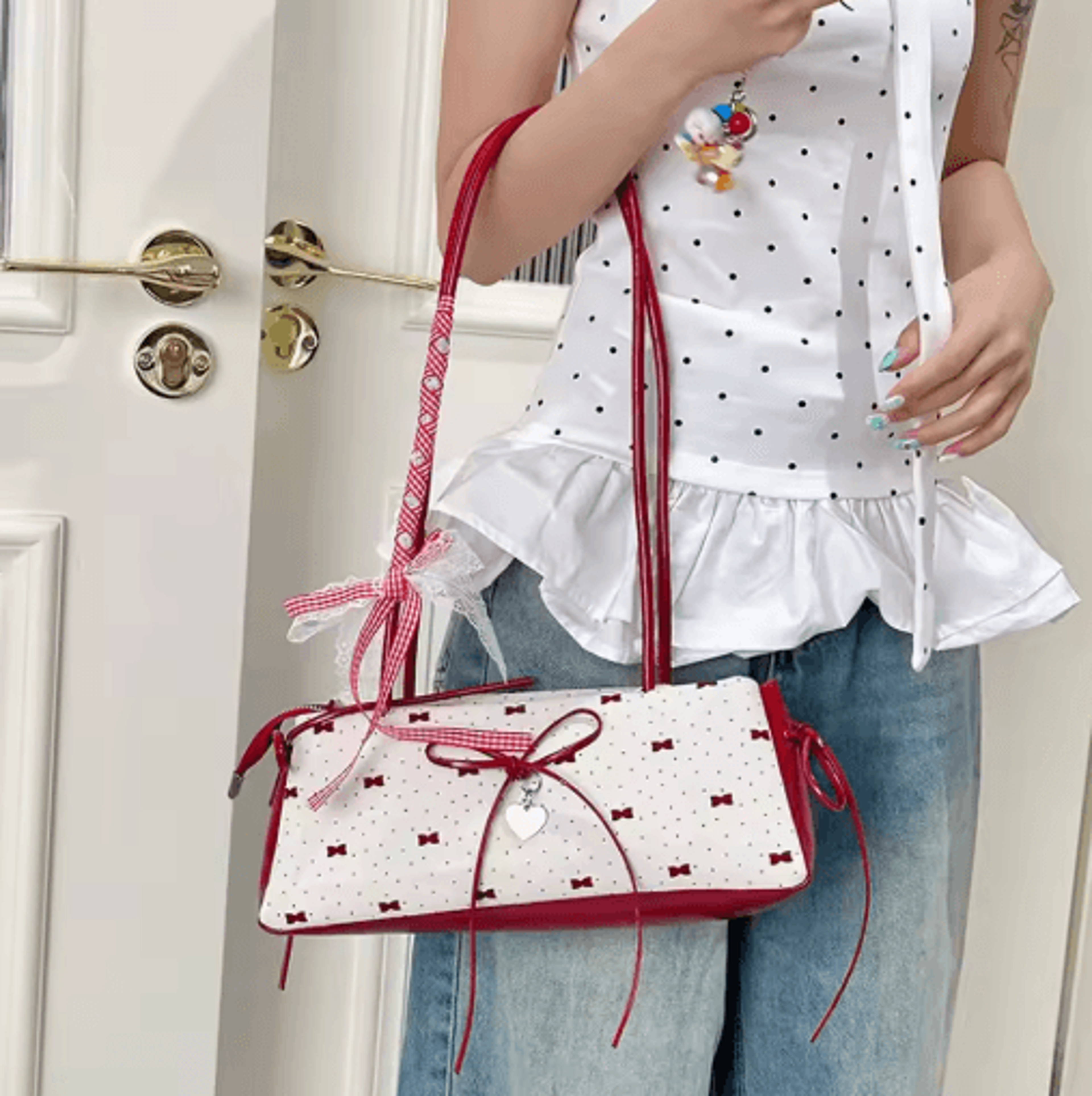 Kawaii Bowknot Underarm Bag Cute Ribbon Shoulder And Crossbody Bag For Women 4