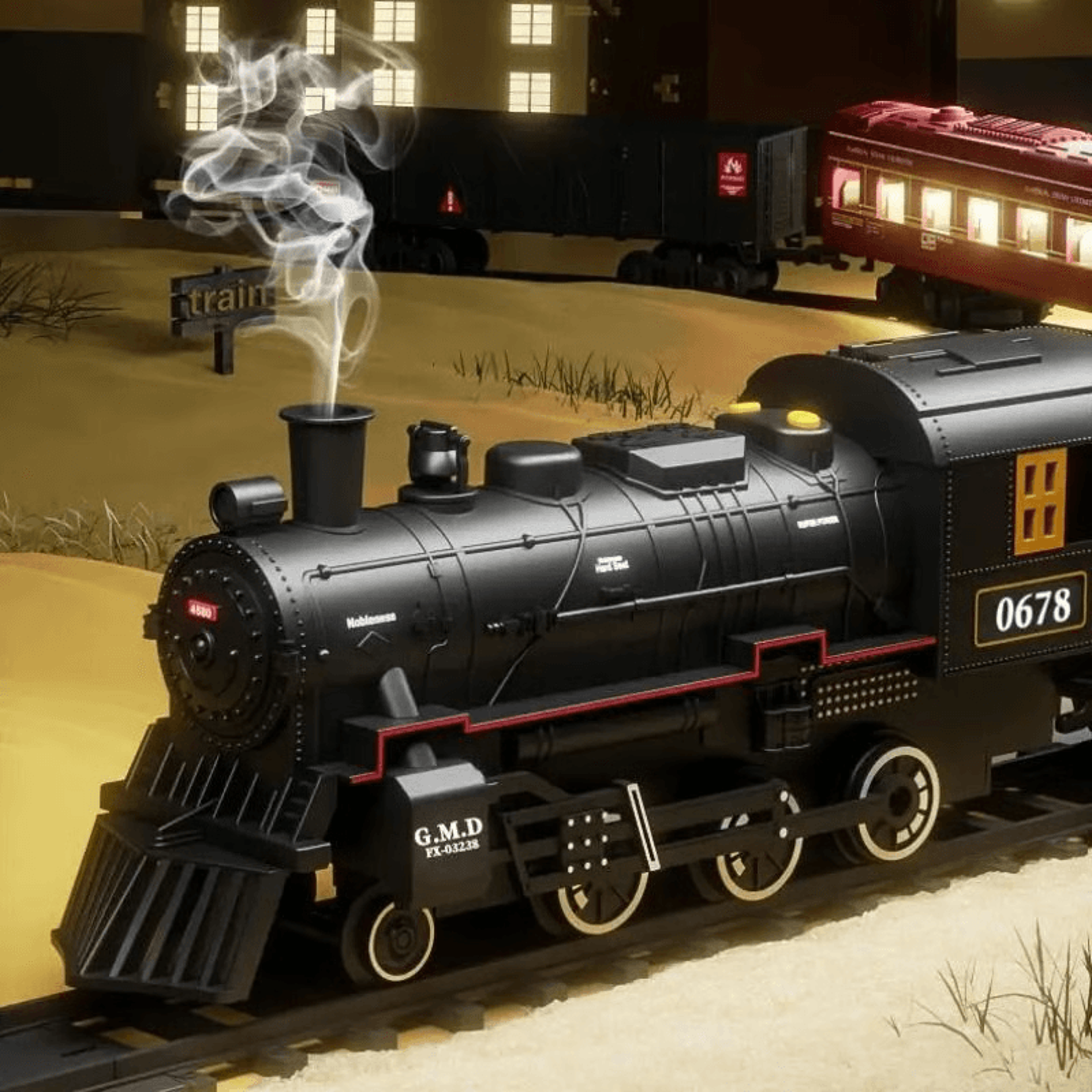 battery operated toy train set with sound and headlights