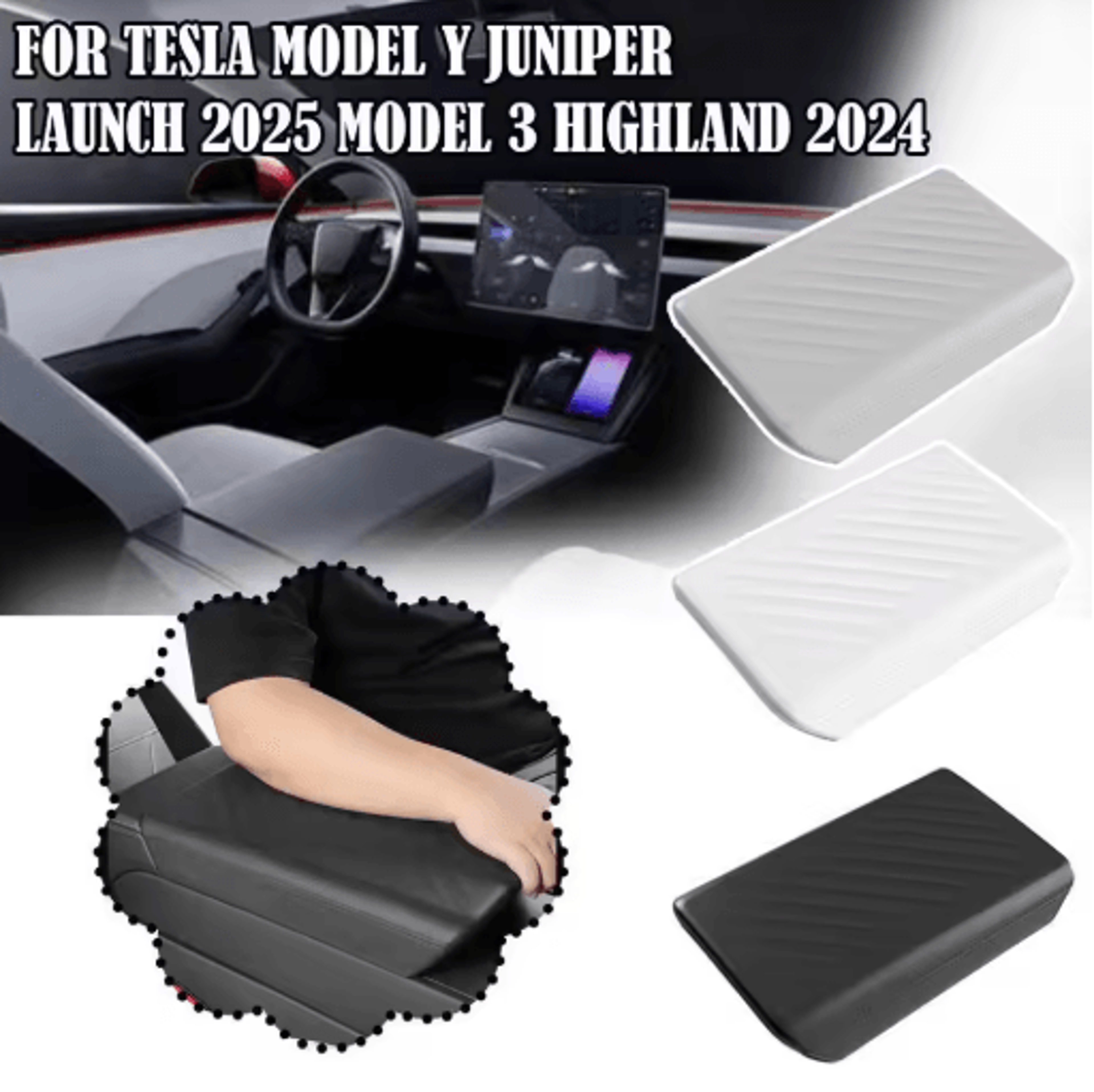 Center Console Armrest Cover For Tesla Model 3 2011 To 2022 And Model Y Juniper 2025 Soft TPE Conso 0