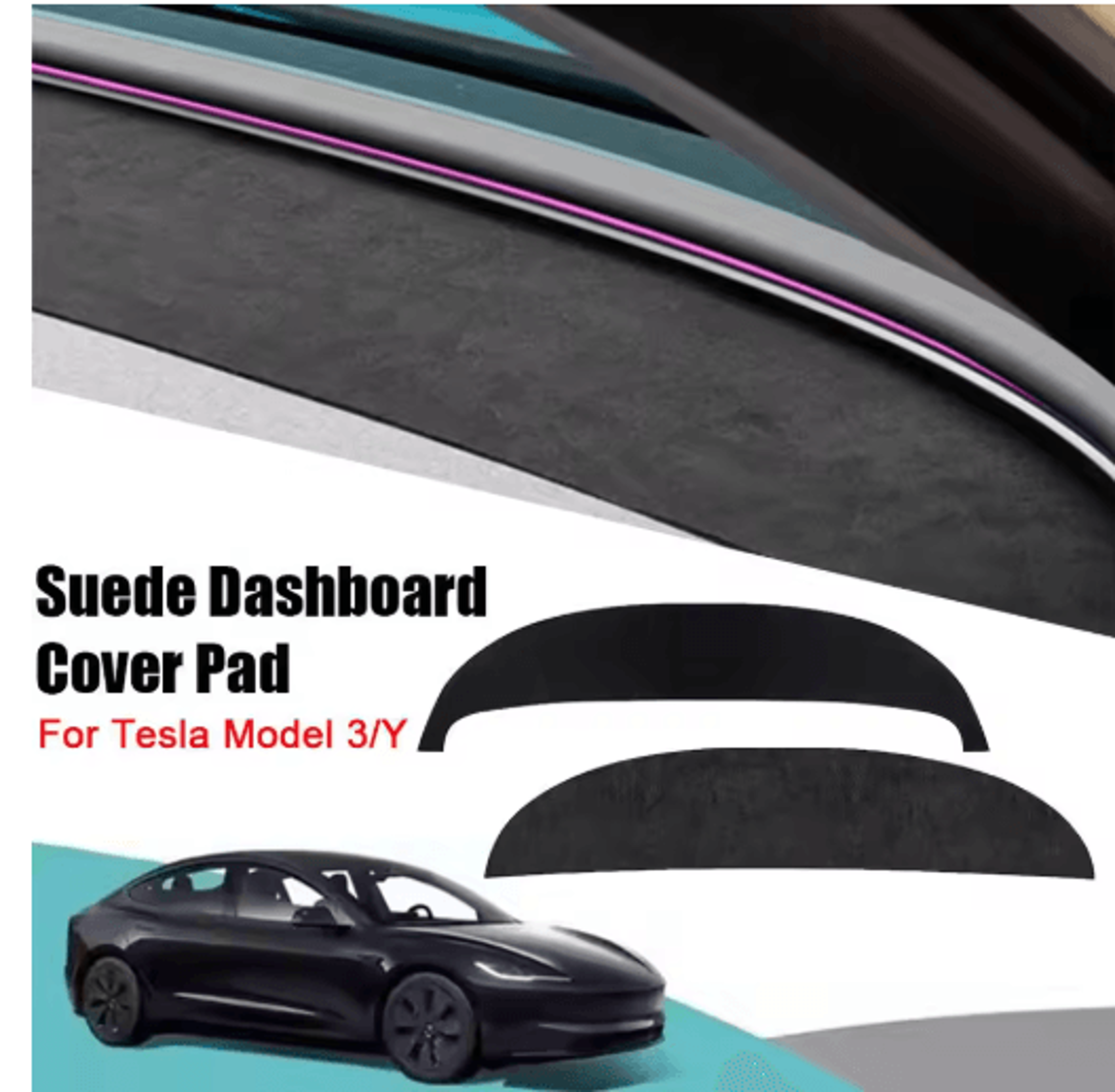 Suede Dashboard Cover For Tesla Model 3 And Model Y Anti UV Non Slip Dash Mat Interior Accessory 0