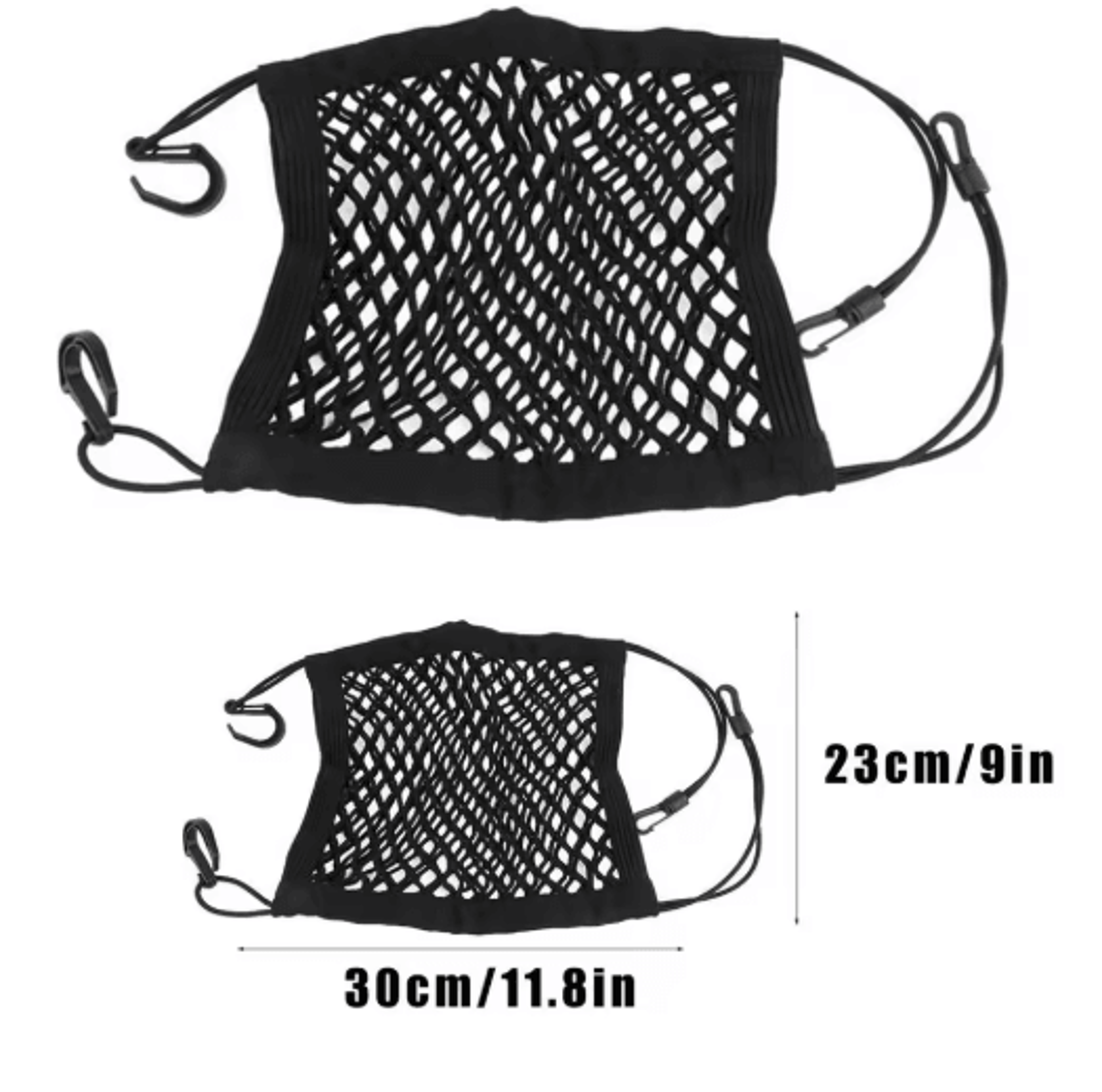 Double Layer Mesh Car Storage Net Seat Back And Trunk Organizer With Hooks 1 2PCS 1
