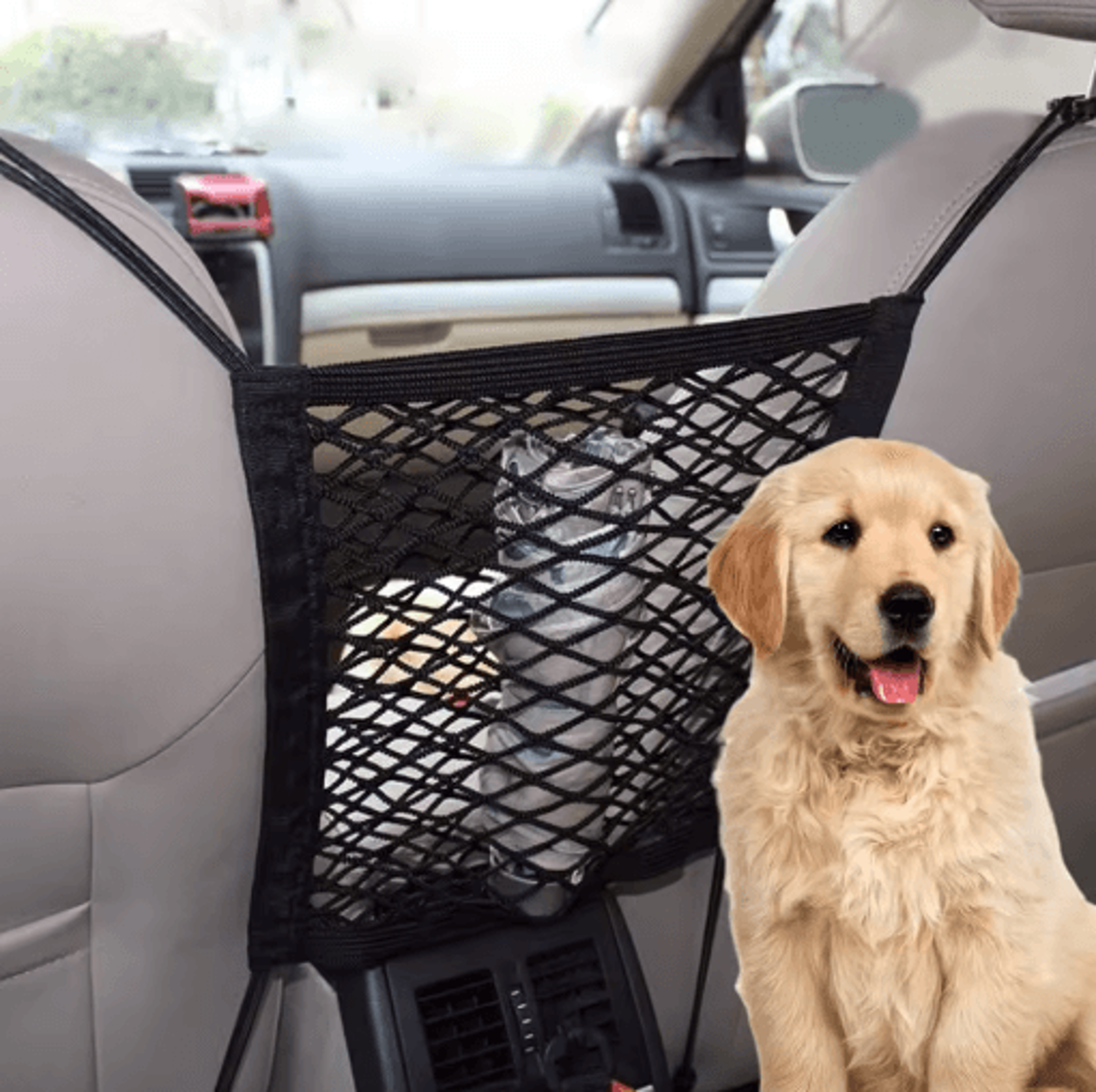 Double Layer Mesh Car Storage Net Seat Back And Trunk Organizer With Hooks 1 2PCS 0