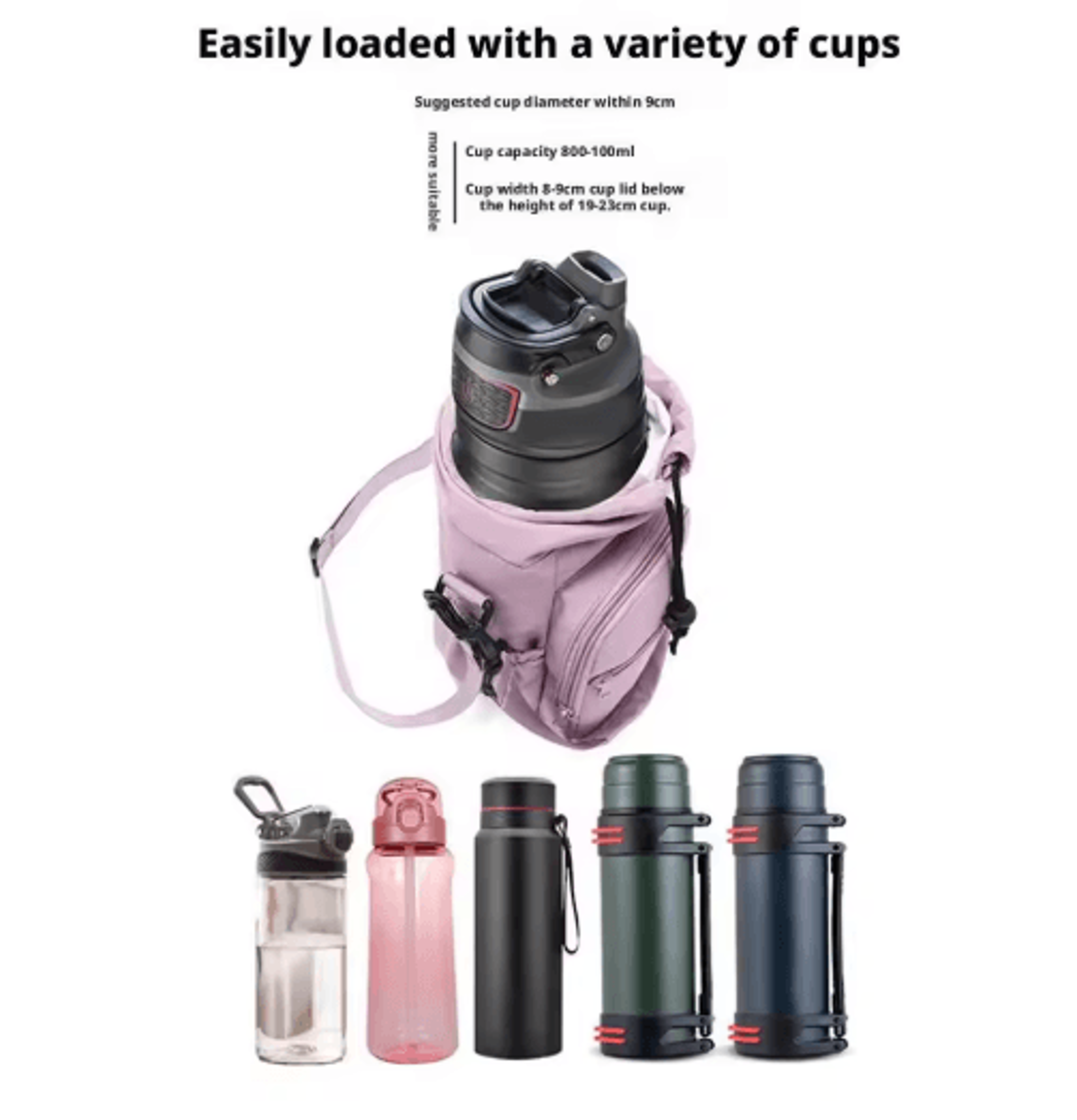 Insulated Water Bottle Carrier Sling Bag 32oz 40oz Crossbody Holder With Phone Pocket 8