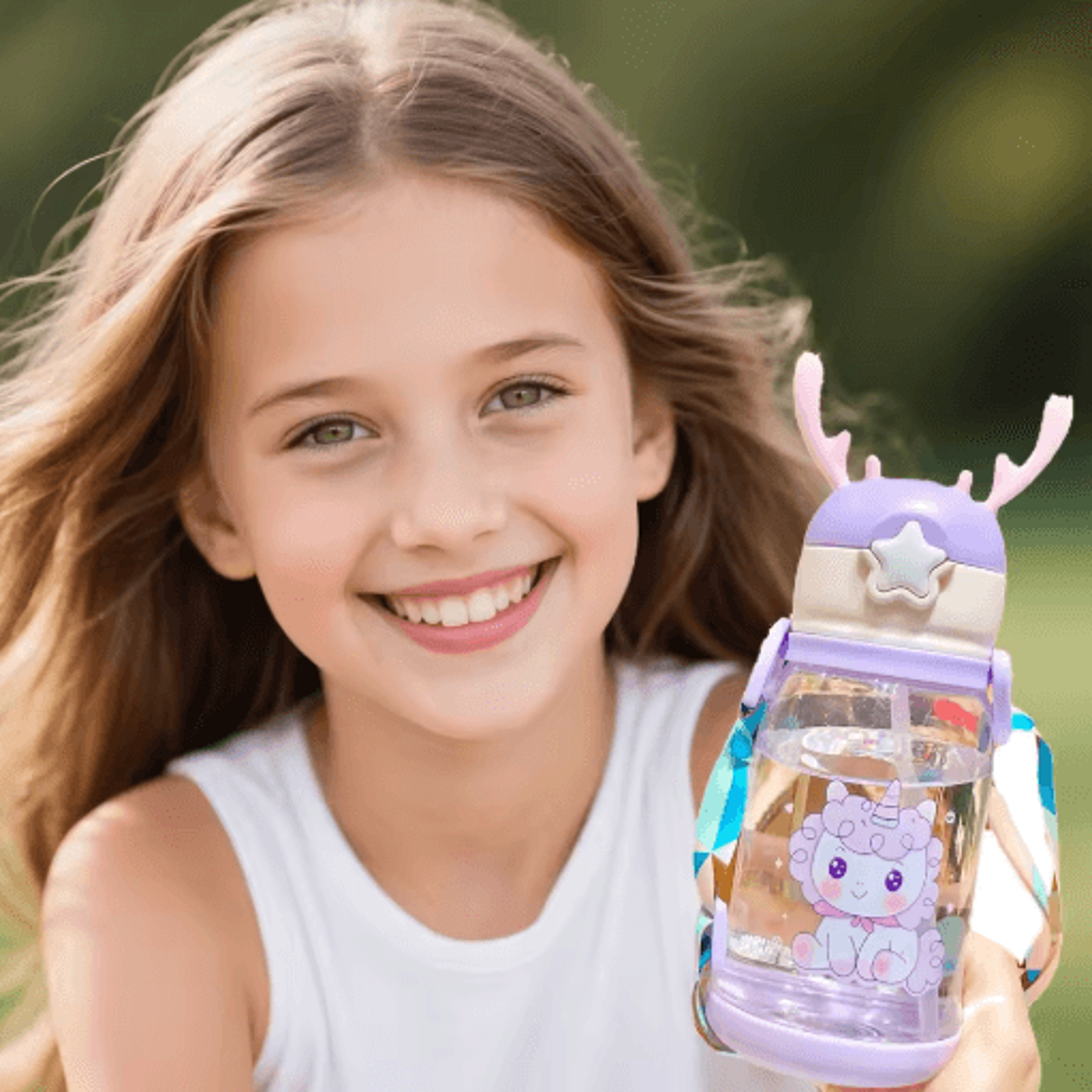 Cartoon Kids Water Bottle 500ml Leak Proof Straw Bottle With Pop Up Spout For School And Sports 0