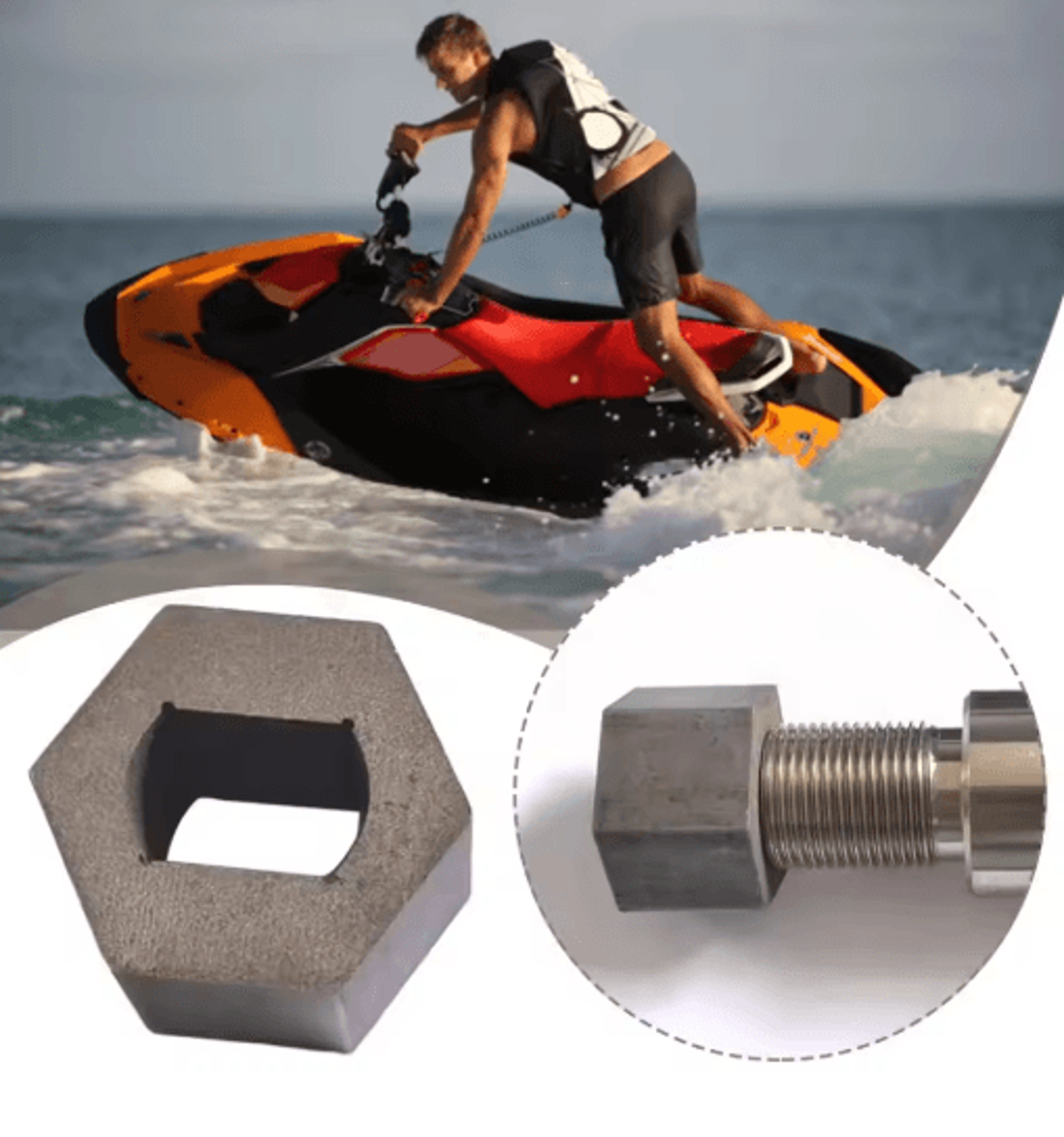Hexagonal Knob Jet Pump Shaft Removal Tool Compatible With Sea Doo 2005 1503 1630 Engines 5
