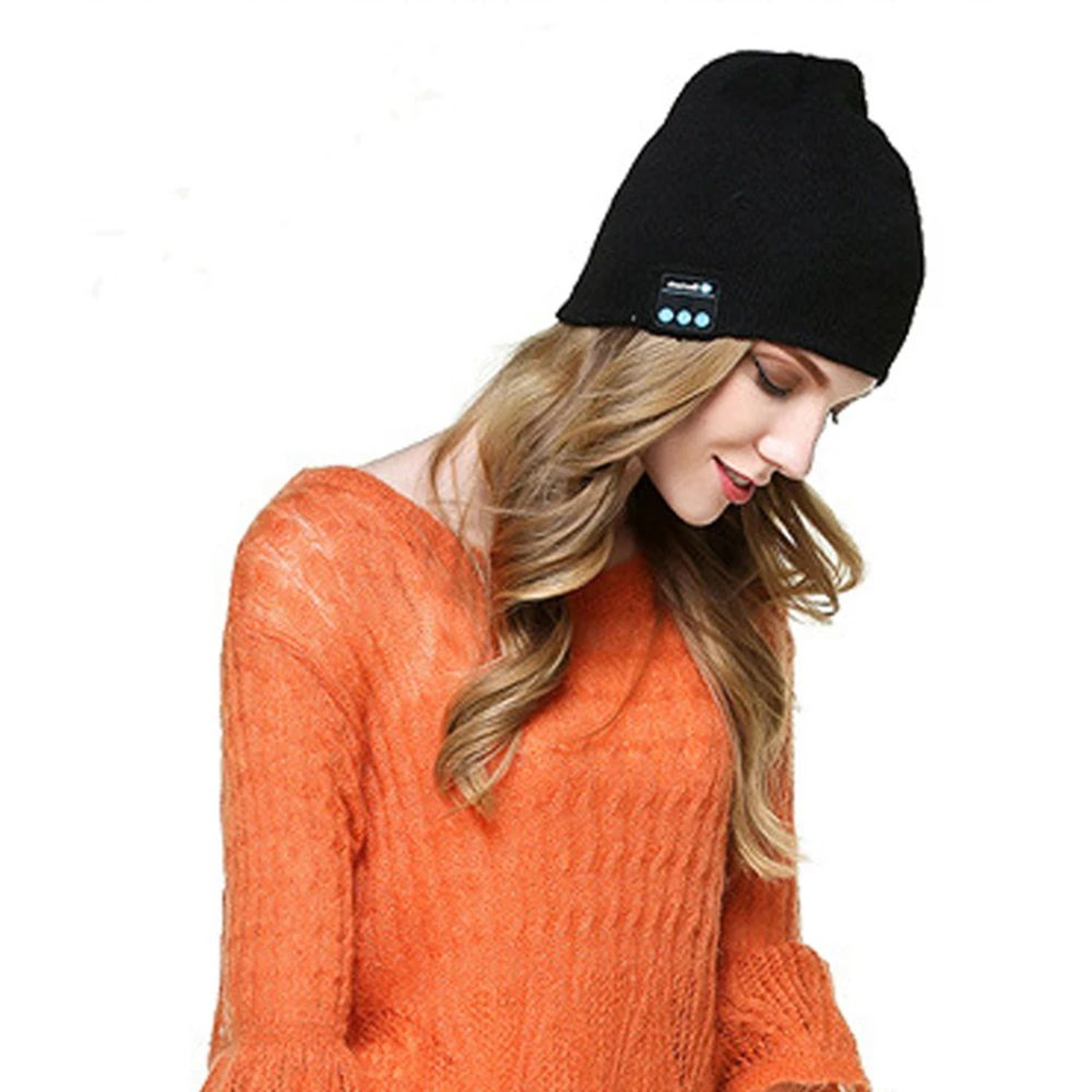 Bluetooth beanie worn while walking