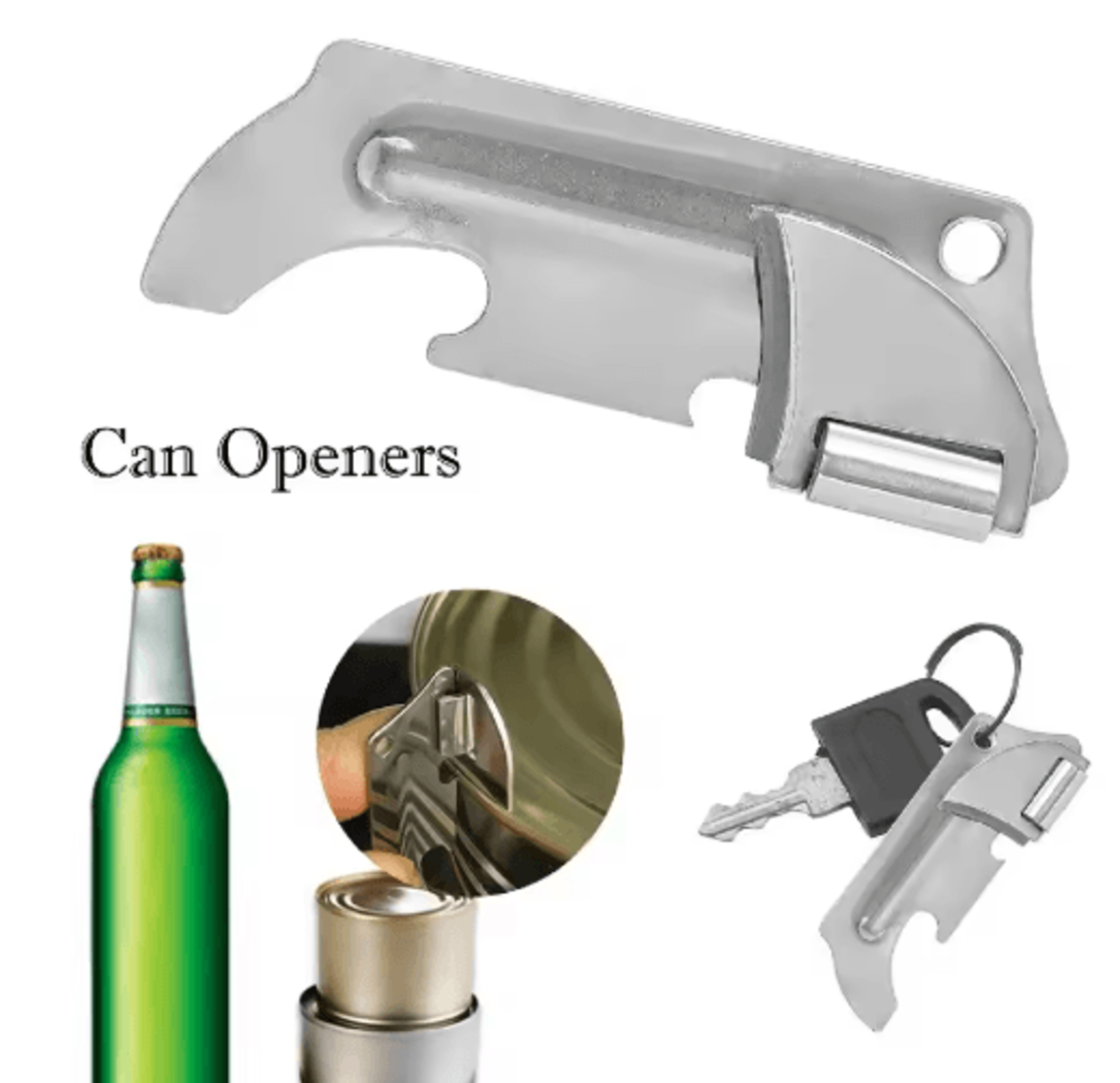 Portable Camping Can Opener 2in1 Stainless Steel Keychain Bottle And Jar Opener 7