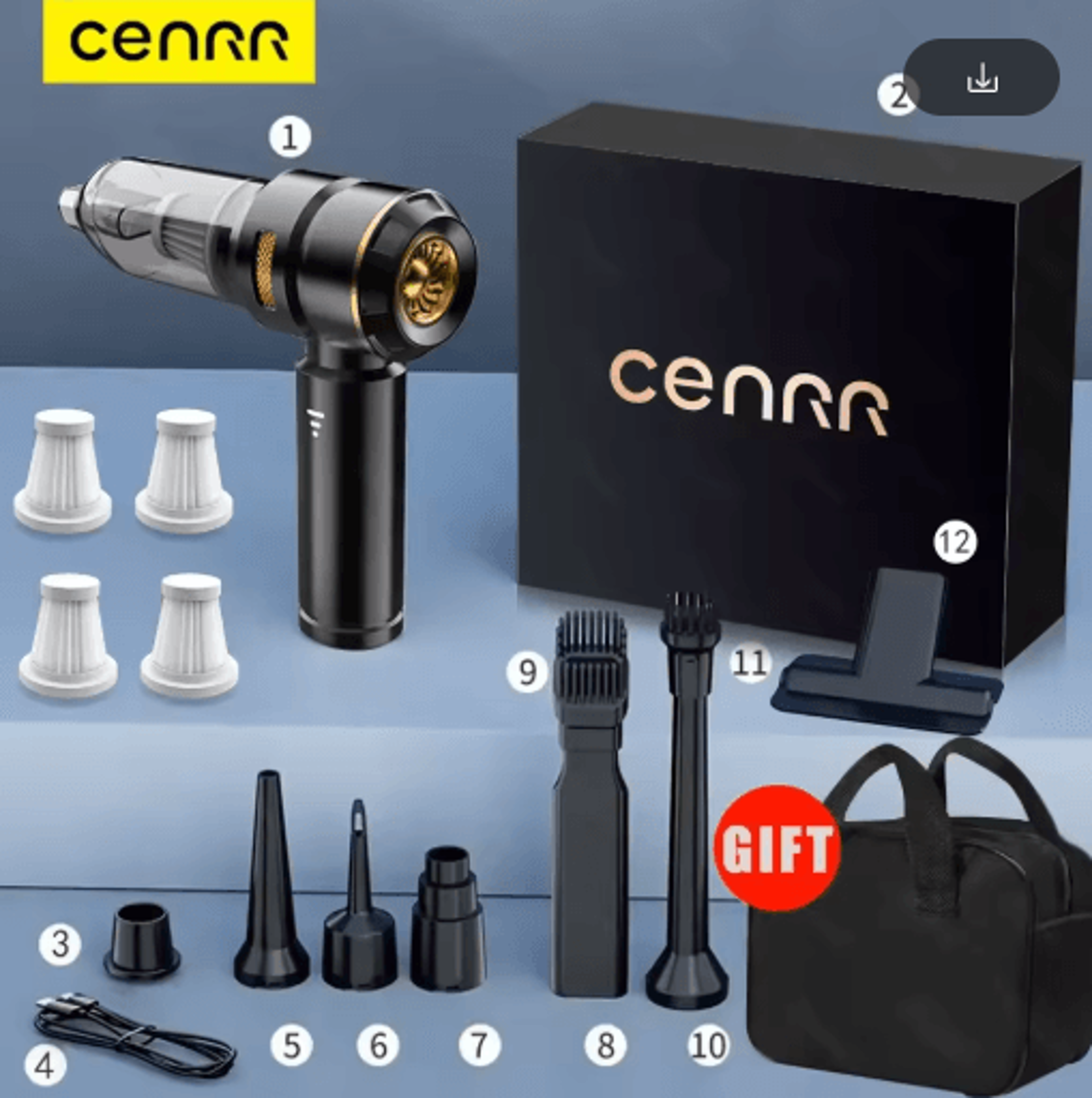 CENRR Wireless Car Vacuum Cleaner Powerful Portable Handheld Cleaner For Auto Interiors 1
