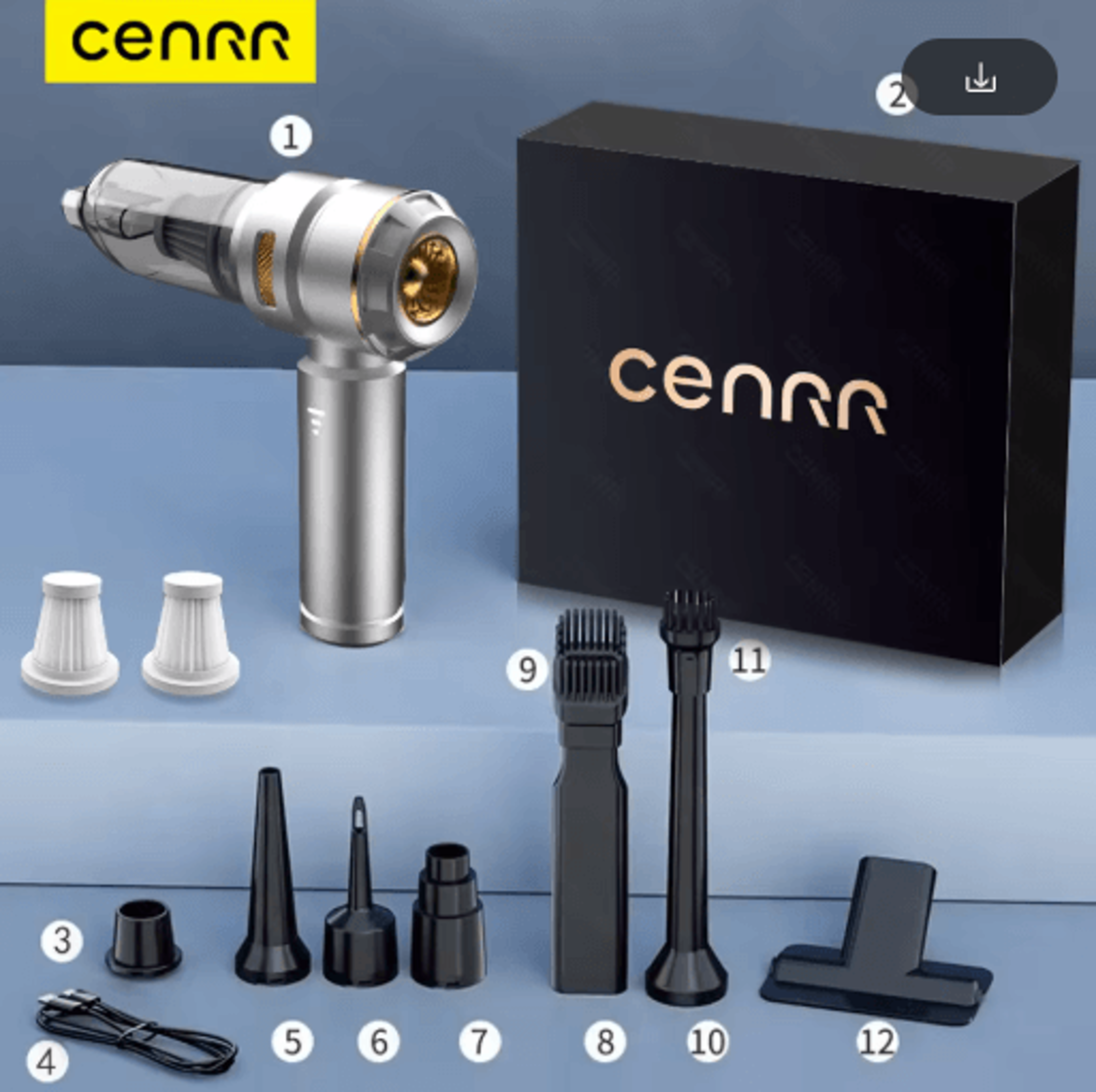 CENRR Wireless Car Vacuum Cleaner Powerful Portable Handheld Cleaner For Auto Interiors 2